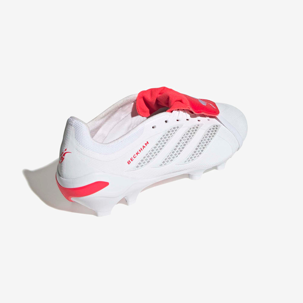 adidas Predator League Fold-Over Tongue David Beckham Firm-Ground Low-Top Soccer Cleats - Ftwr White / Silver Met. / Lucid Red
