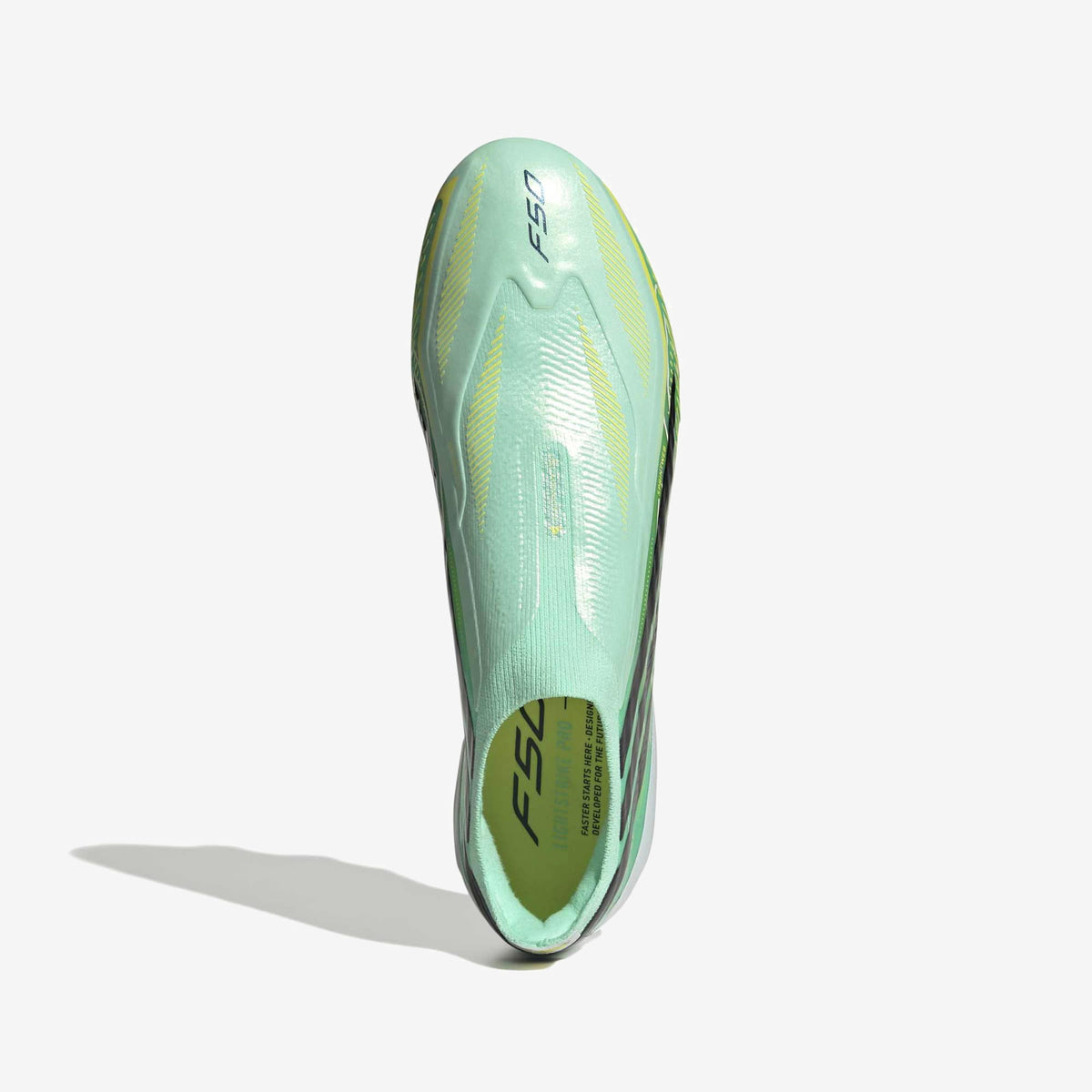 adidas F50 Hyperfast Elite Laceless Firm-Ground Low-Top Soccer Cleats - Pulse Mint / Core Black / Solar Lemon