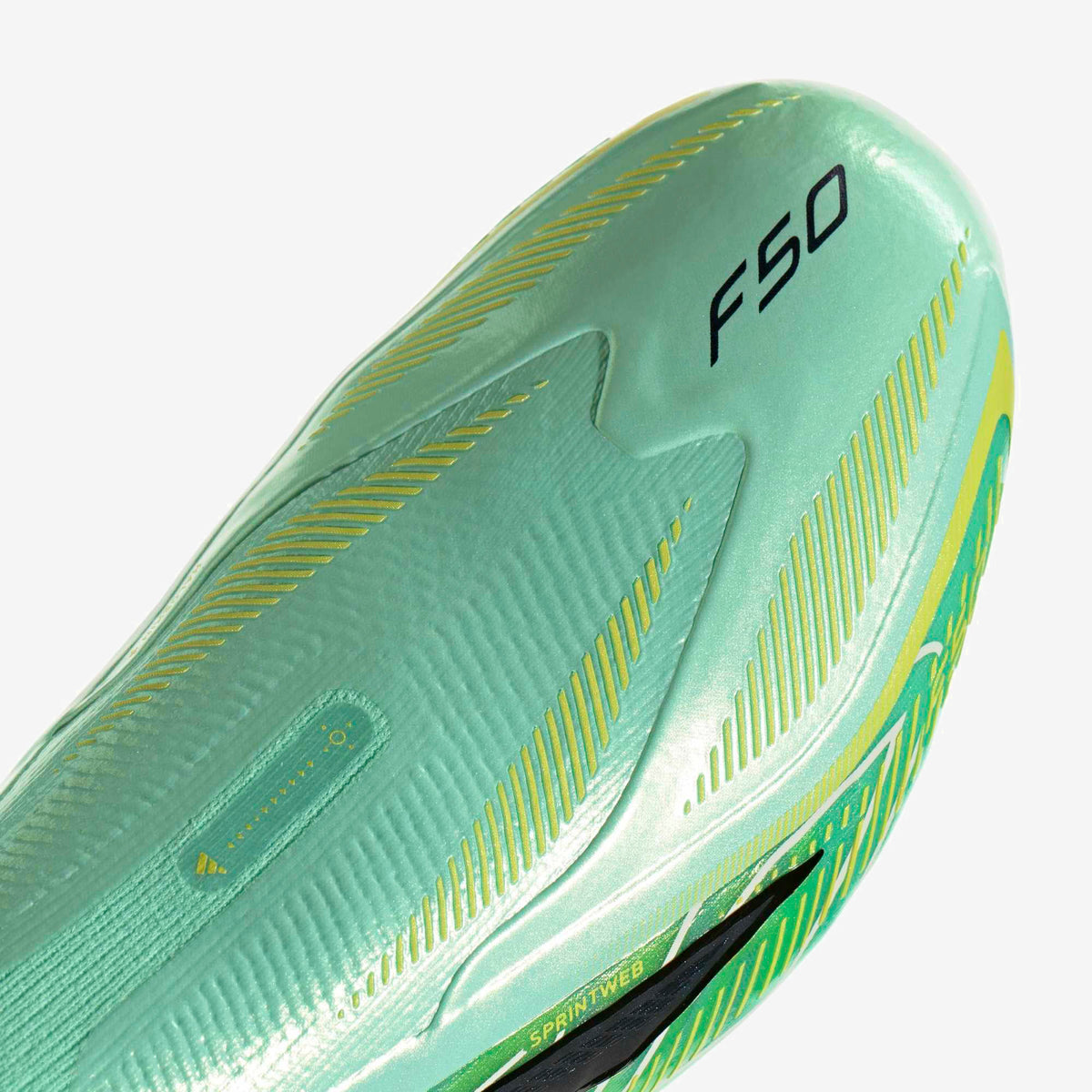 adidas F50 Hyperfast Elite Laceless Firm-Ground Low-Top Soccer Cleats - Pulse Mint / Core Black / Solar Lemon