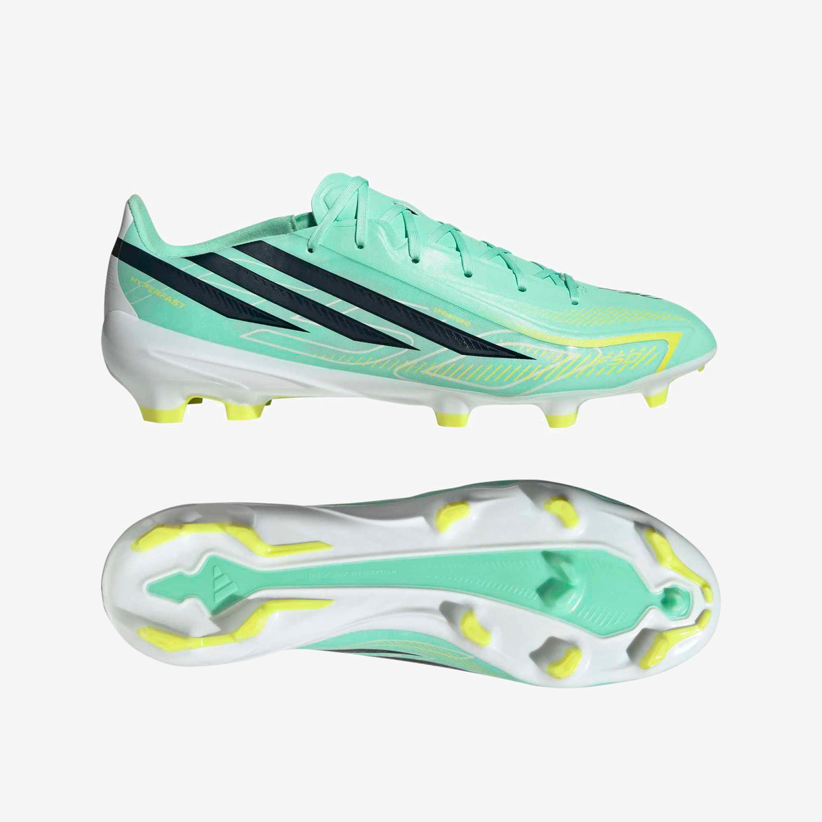 adidas F50 Hyperfast League Firm-Ground Low-Top Soccer Cleats - Pulse Mint / Night Navy / Solar Lemon