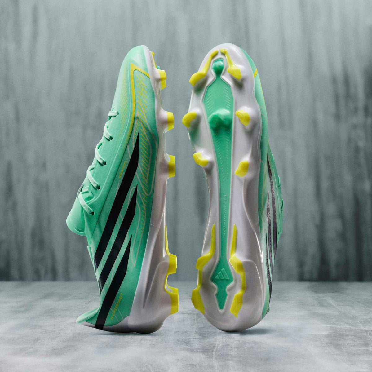adidas F50 Hyperfast League Firm-Ground Low-Top Soccer Cleats - Pulse Mint / Night Navy / Solar Lemon