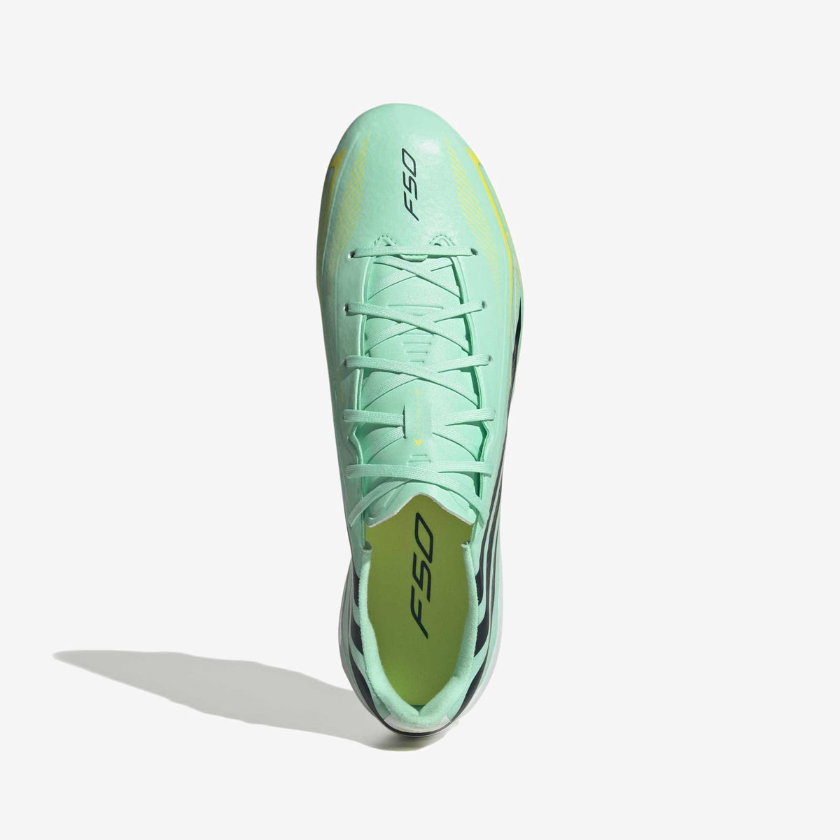 adidas F50 Hyperfast League Firm-Ground Low-Top Soccer Cleats - Pulse Mint / Night Navy / Solar Lemon