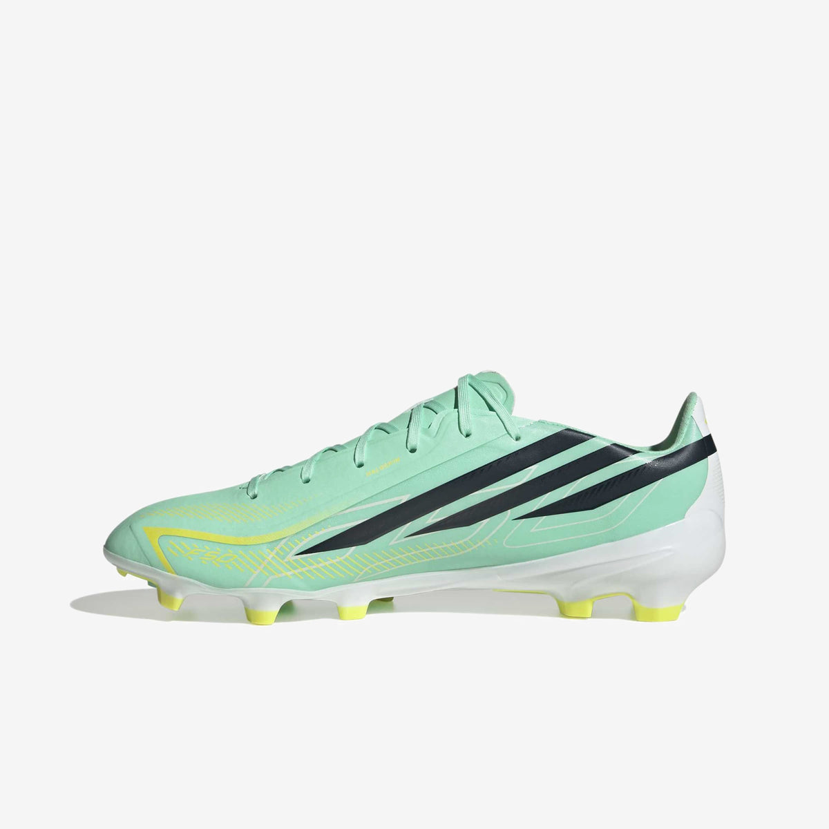 adidas F50 Hyperfast League Firm-Ground Low-Top Soccer Cleats - Pulse Mint / Night Navy / Solar Lemon