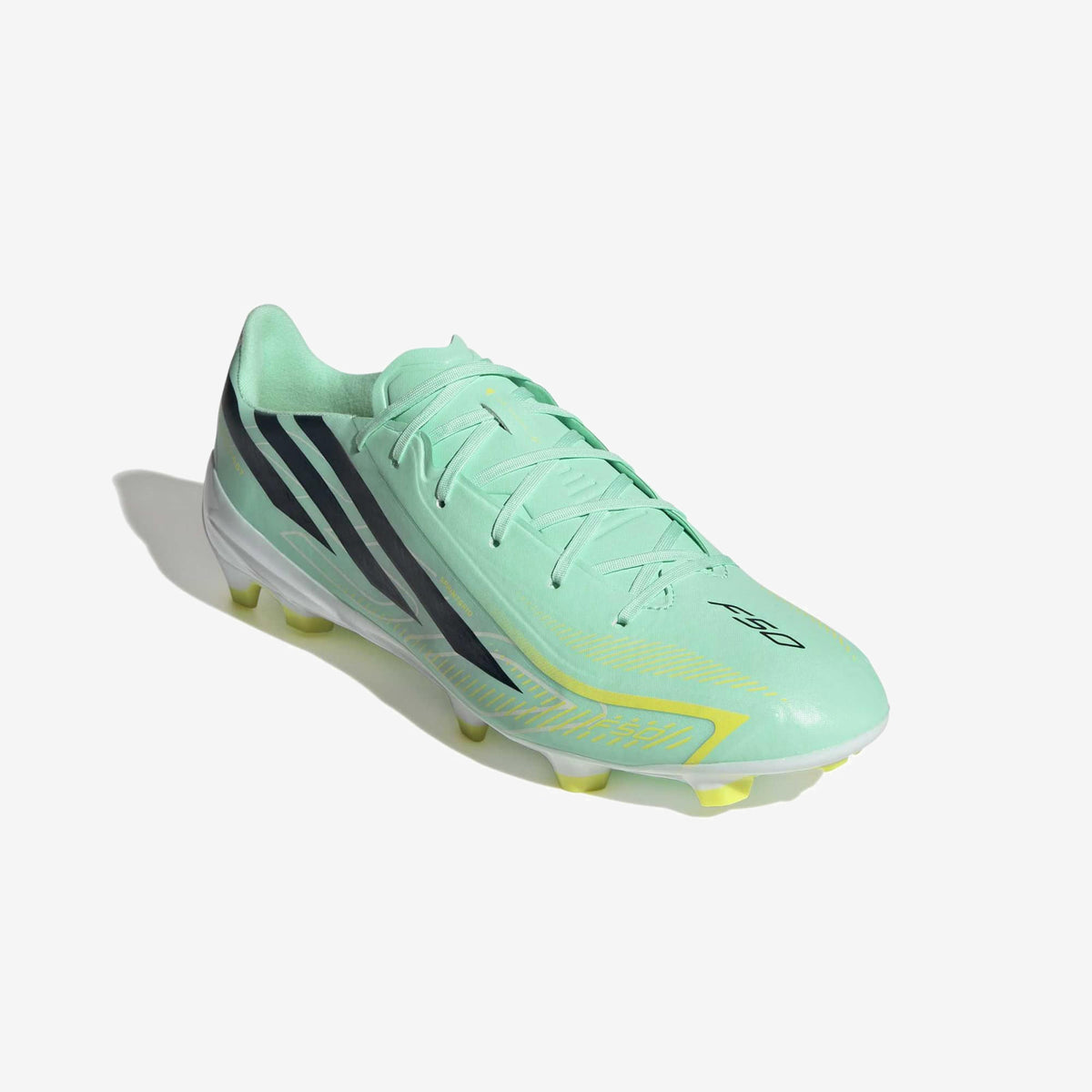 adidas F50 Hyperfast League Firm-Ground Low-Top Soccer Cleats - Pulse Mint / Night Navy / Solar Lemon