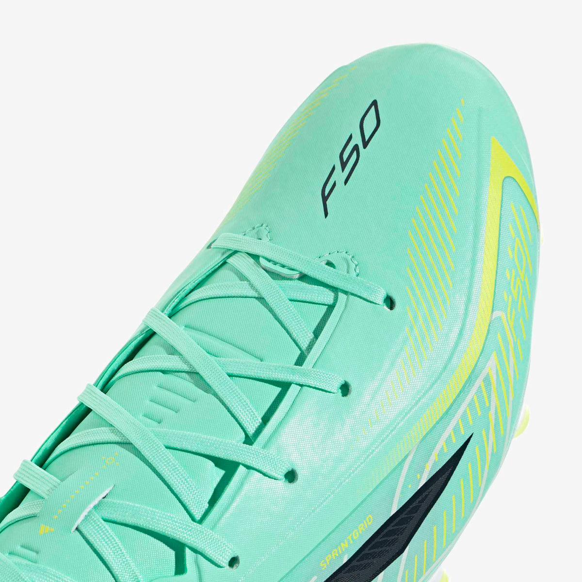 adidas F50 Hyperfast League Firm-Ground Low-Top Soccer Cleats - Pulse Mint / Night Navy / Solar Lemon