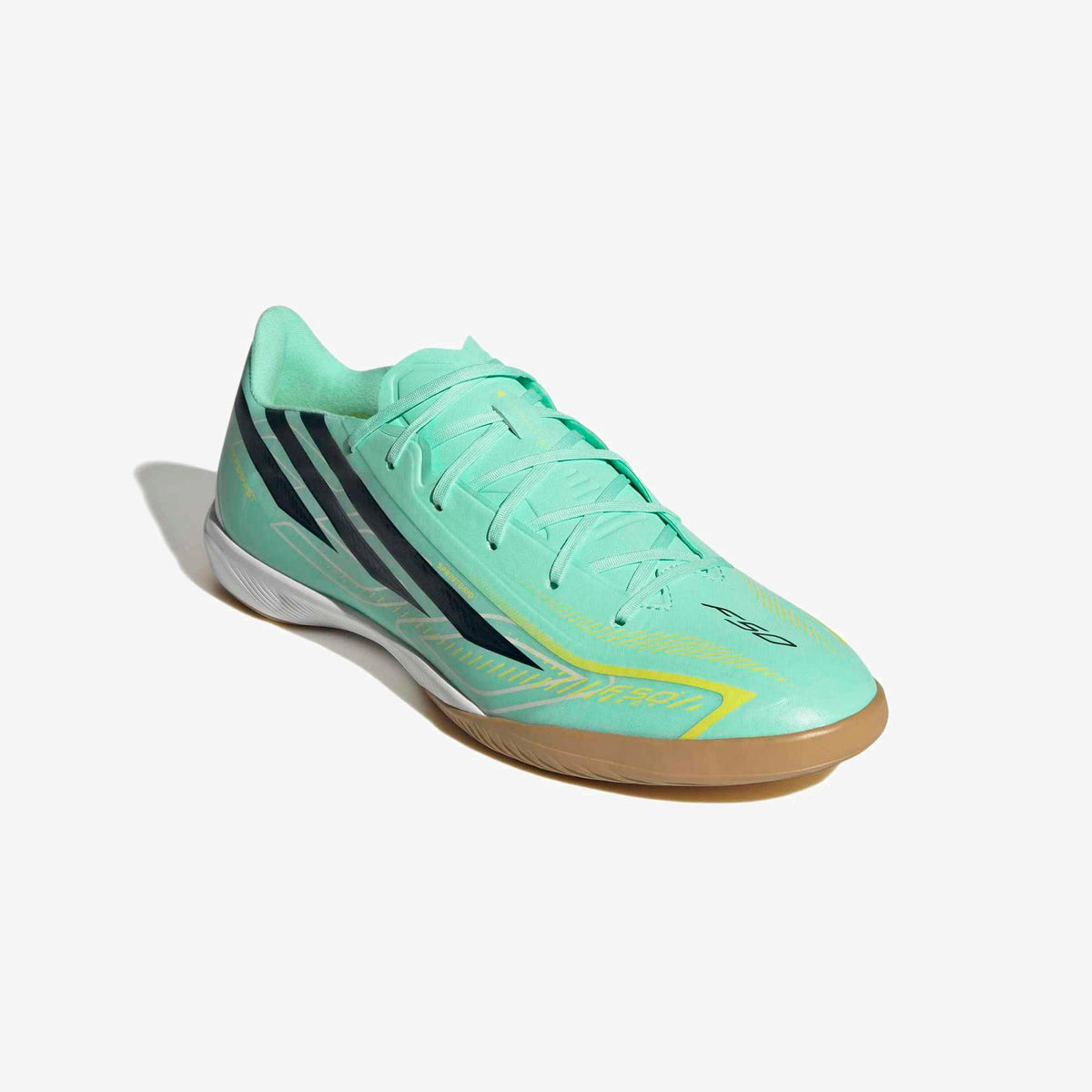 adidas F50 Hyperfast League Indoor/Court Low-Top Soccer Shoes - Pulse Mint / Night Navy / Solar Lemon