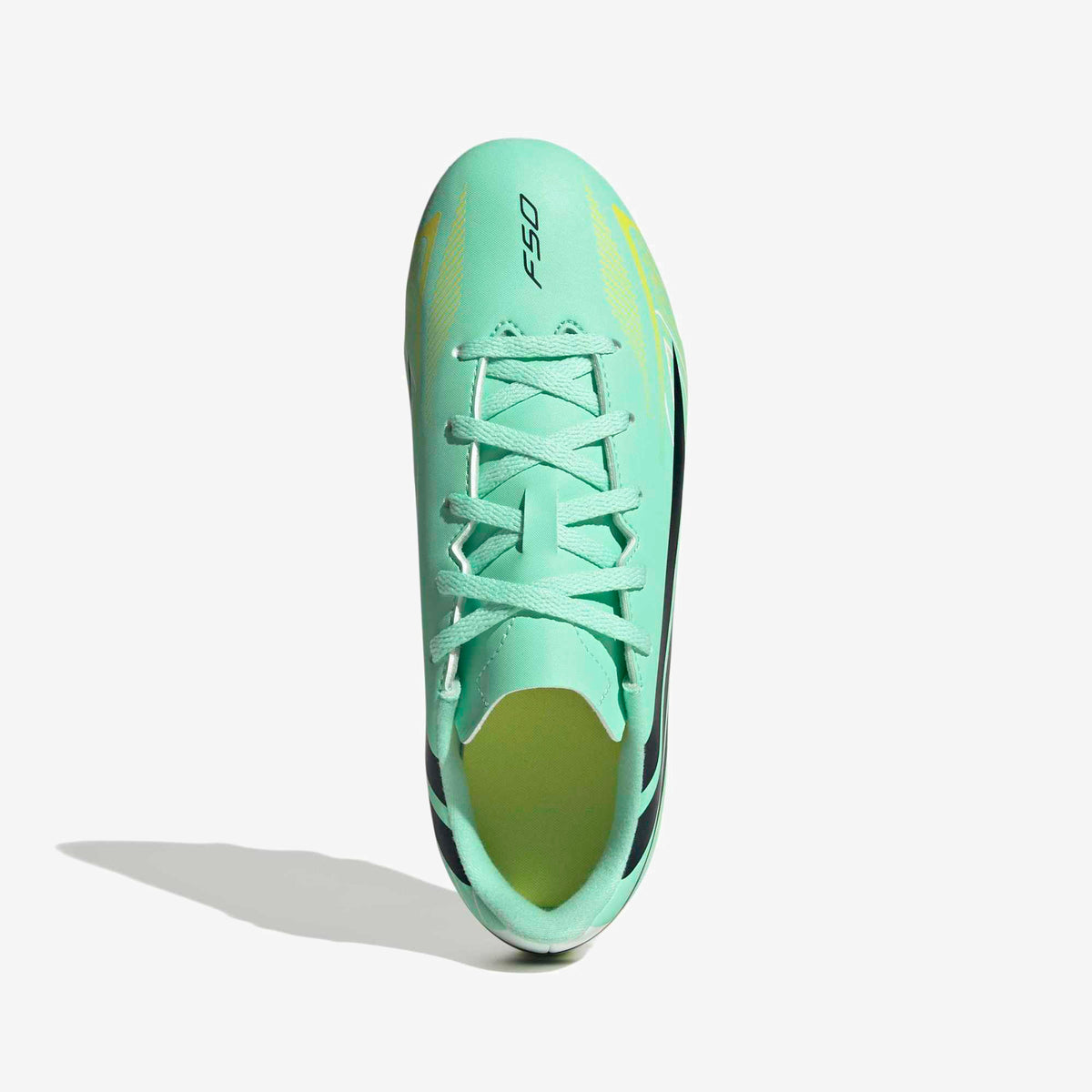 adidas Jr. F50 Hyperfast Club Little/Big Kids' Firm/Multi-Ground Low-Top Soccer Cleats - Pulse Mint / Night Navy / Solar Lemon