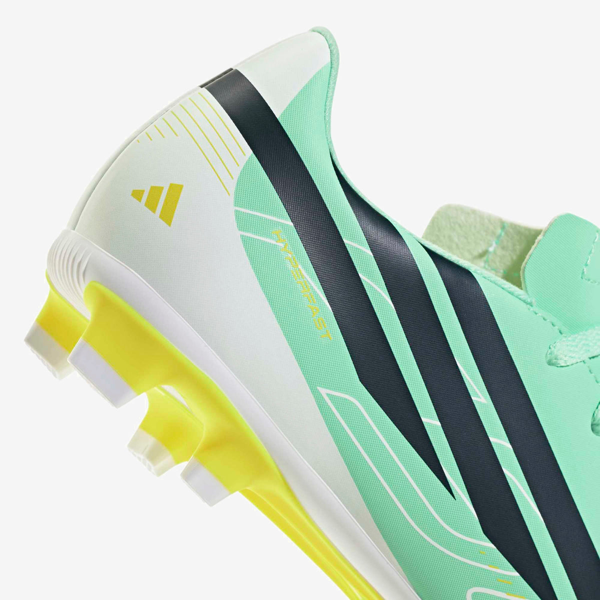 adidas Jr. F50 Hyperfast Club Little/Big Kids' Firm/Multi-Ground Low-Top Soccer Cleats - Pulse Mint / Night Navy / Solar Lemon