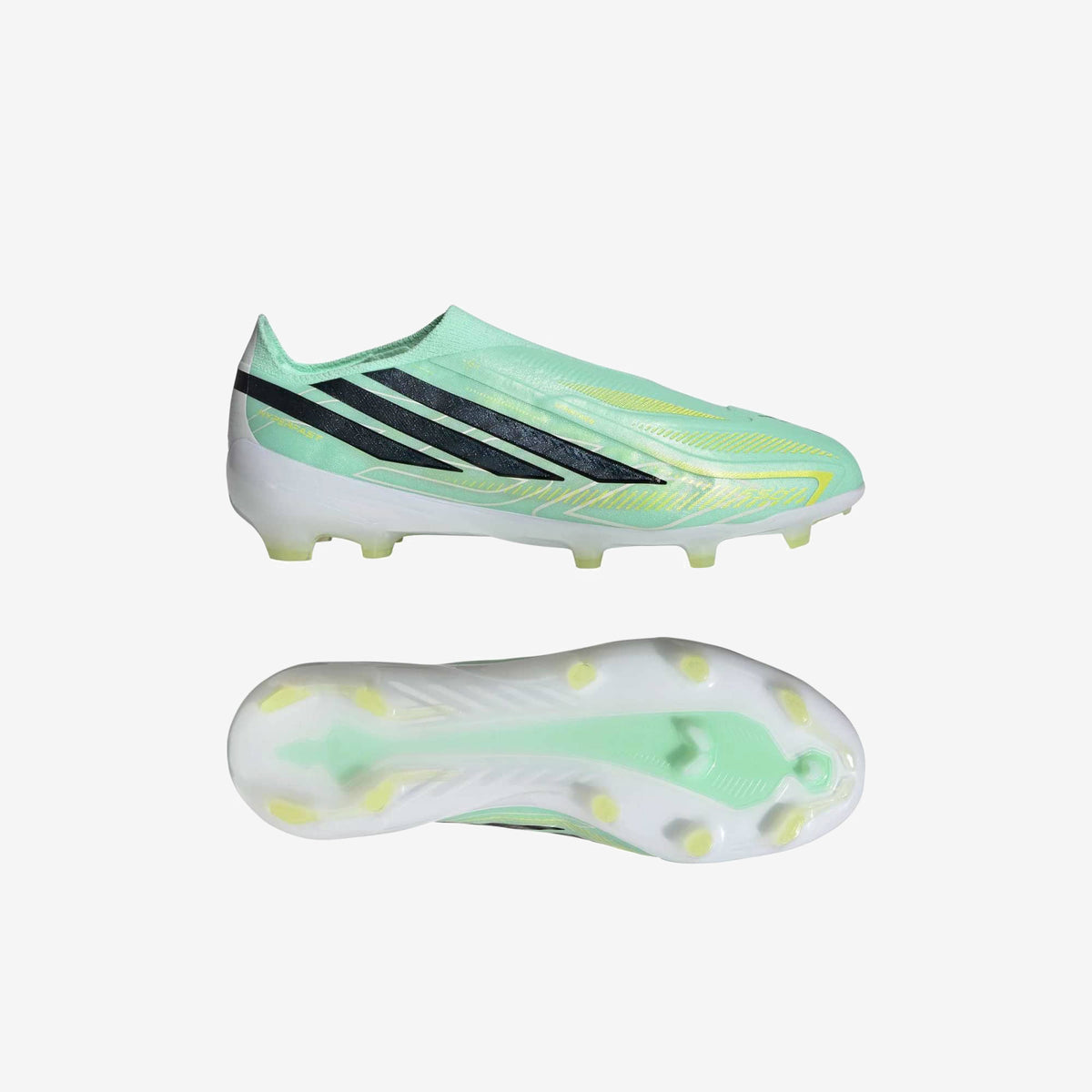 adidas Jr. F50 Hyperfast Elite Laceless Big Kids' Firm-Ground Low-Top Soccer Cleats - Pulse Mint / Core Black / Solar Lemon