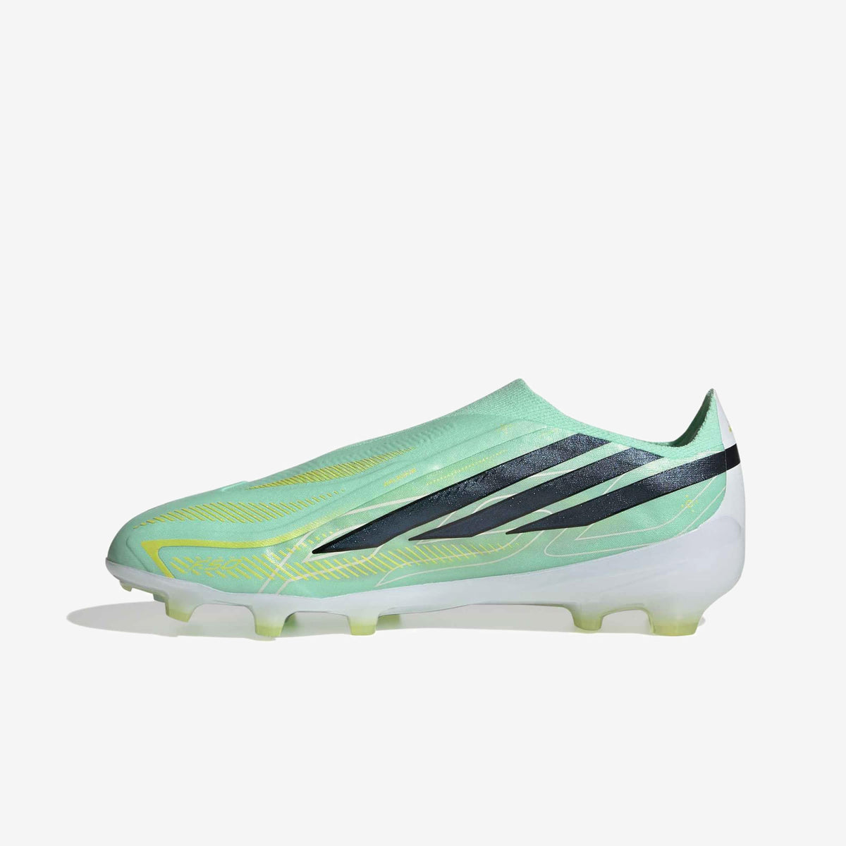 adidas Jr. F50 Hyperfast Elite Laceless Big Kids' Firm-Ground Low-Top Soccer Cleats - Pulse Mint / Core Black / Solar Lemon