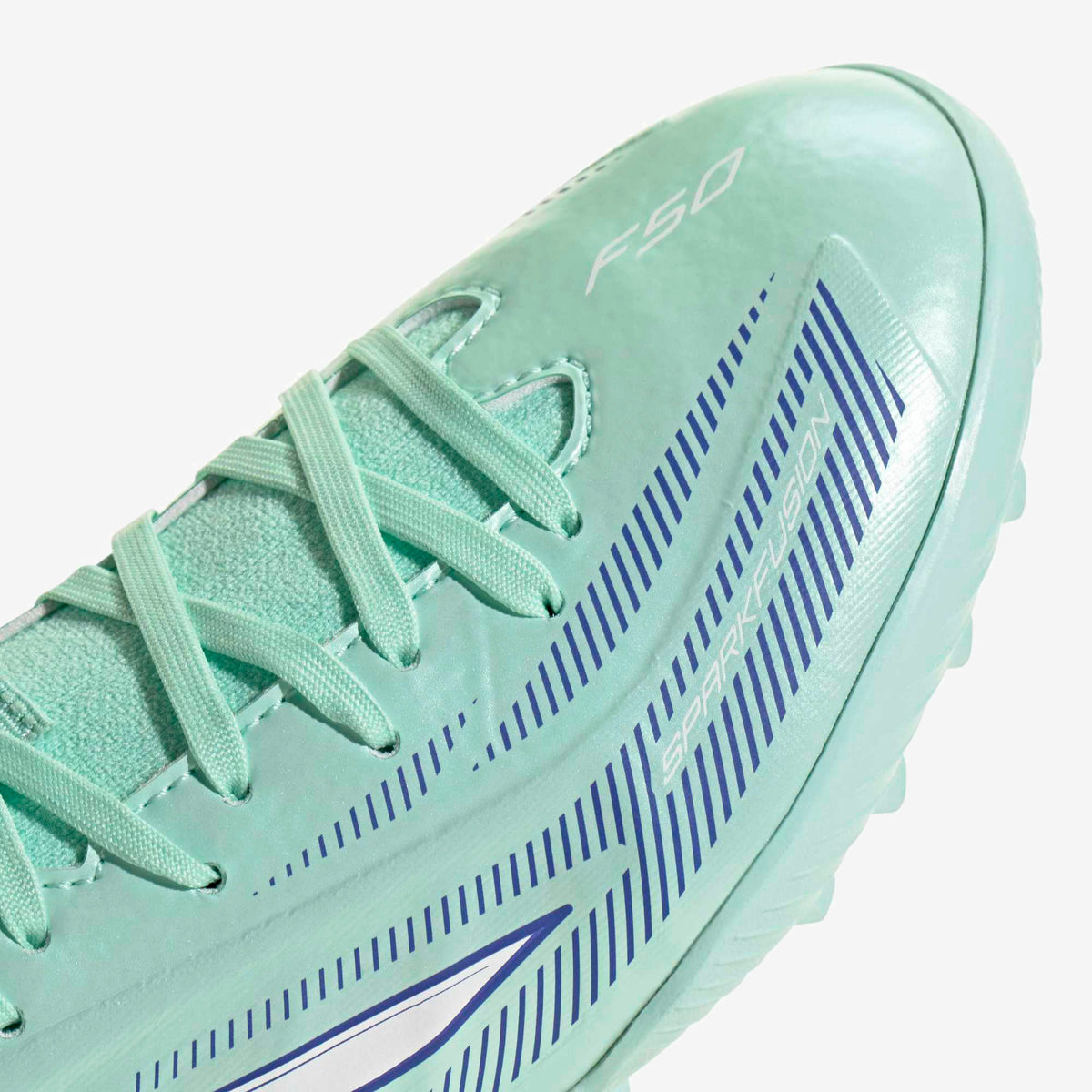 adidas Jr. F50 Sparkfusion League Little/Big Kids' Turf High-Top Soccer Shoes - Clear Mint / Ftwr White / Solar Purple