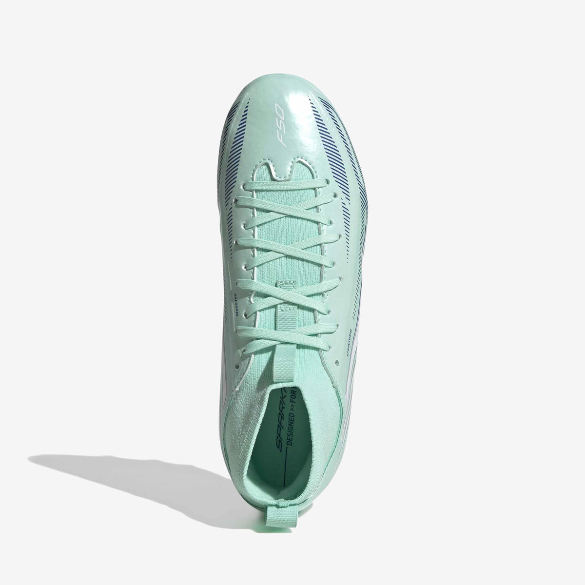 adidas F50 Sparkfusion League Mid Cut Little/Big Kids' Firm Ground/Artificial Grass High-Top Soccer Cleats - Clear Mint / Ftwr White / Solar Purple