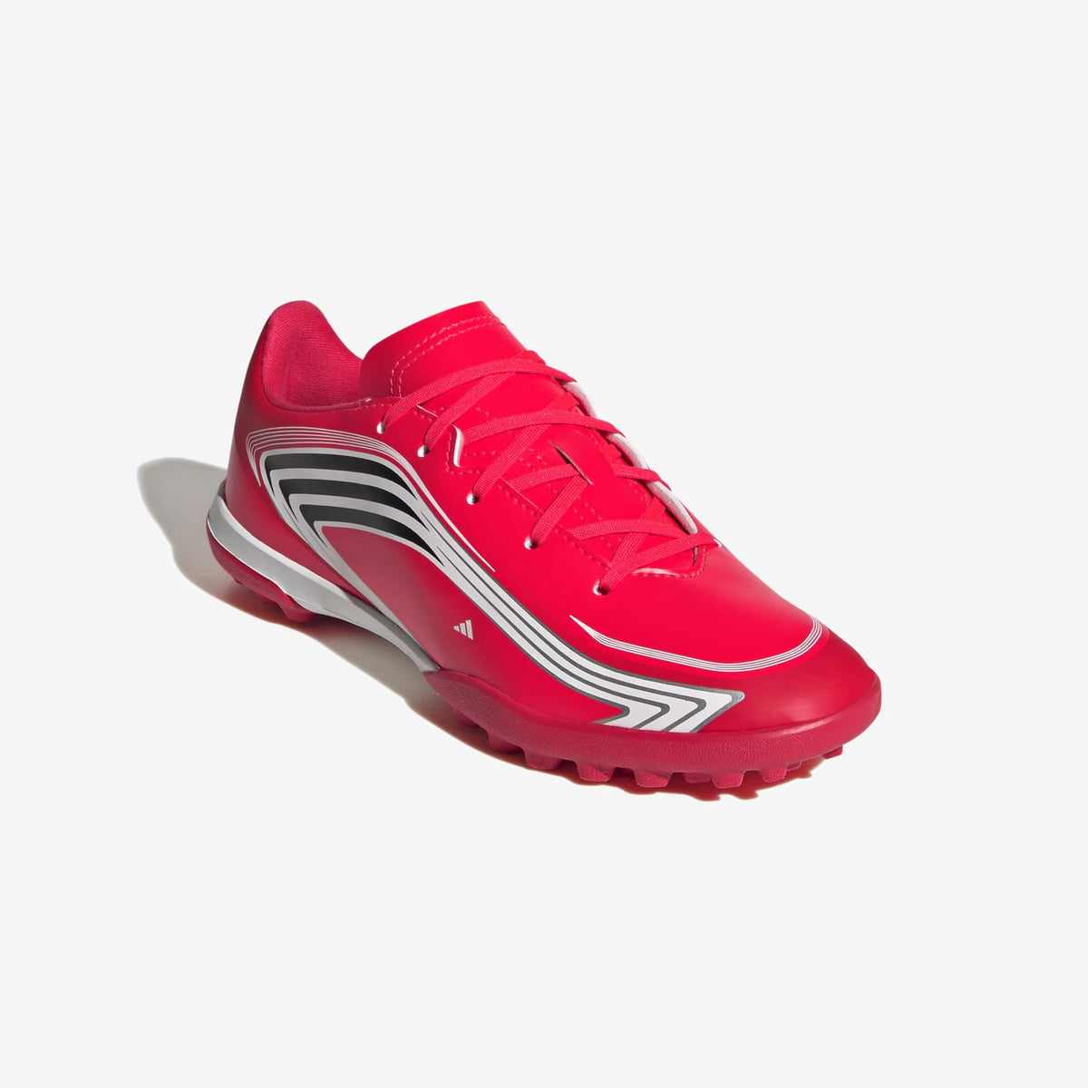 adidas Jr. F50 Messi Club Little/Big Kids' Turf Low-Top Soccer Shoes - Lucid Red / Core Black / Pure Ruby