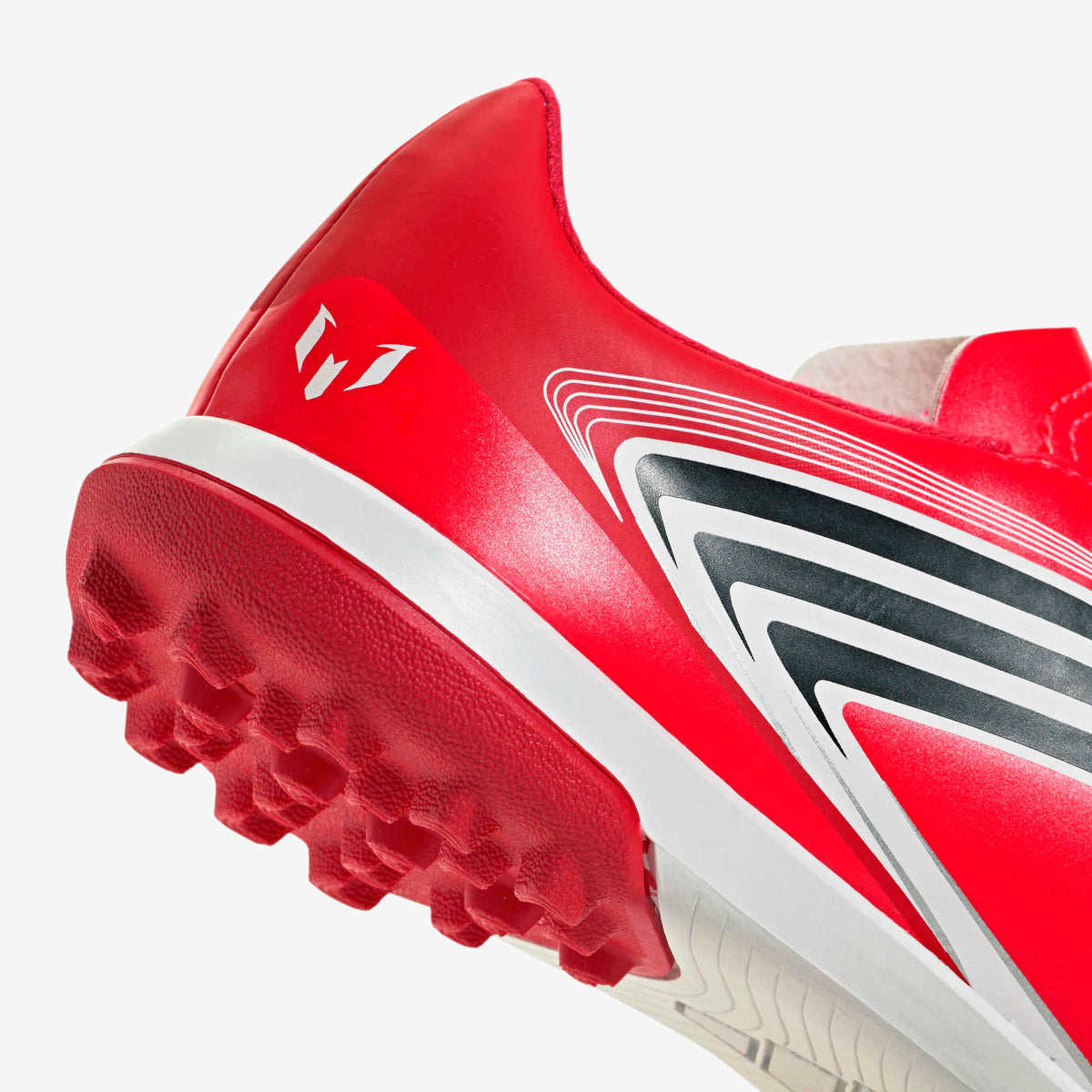 adidas Jr. F50 Messi Club Little/Big Kids' Turf Low-Top Soccer Shoes - Lucid Red / Core Black / Pure Ruby