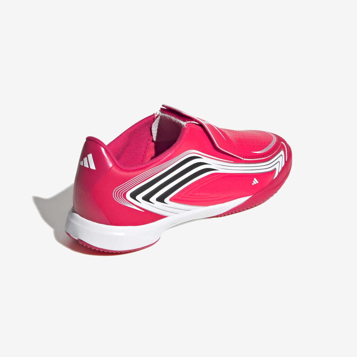adidas Jr. F50 Messi League Laceless Big Kids' Indoor/Court Low-Top Soccer Shoes - Lucid Red / Core Black / Pure Ruby