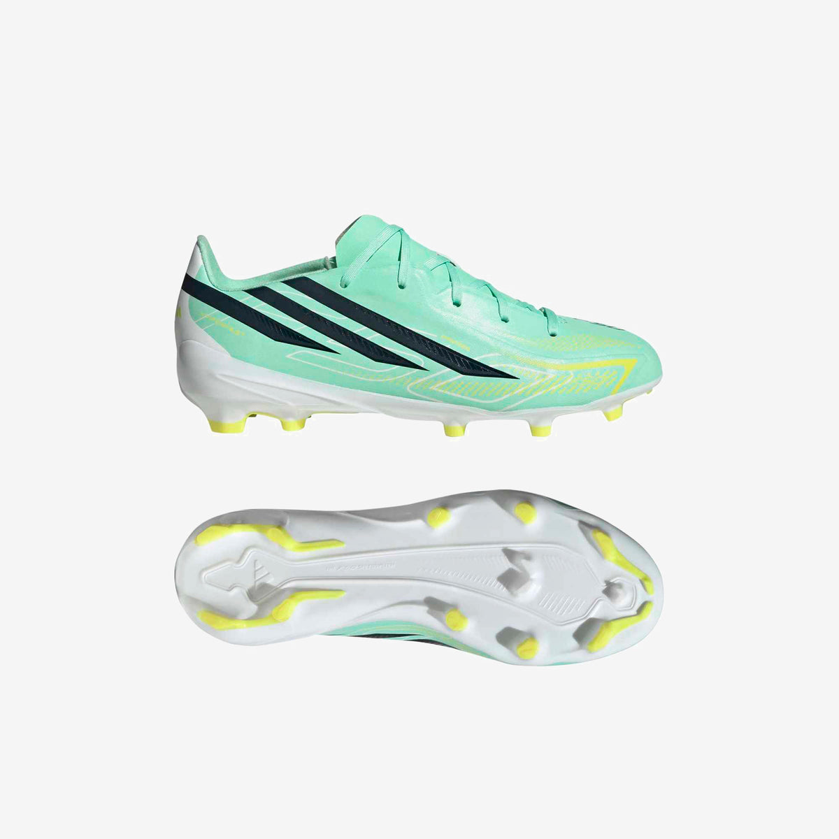 adidas Jr. F50 Hyperfast League Big Kids' Firm-Ground Low-Top Soccer Cleats - Pulse Mint / Night Navy / Solar Lemon