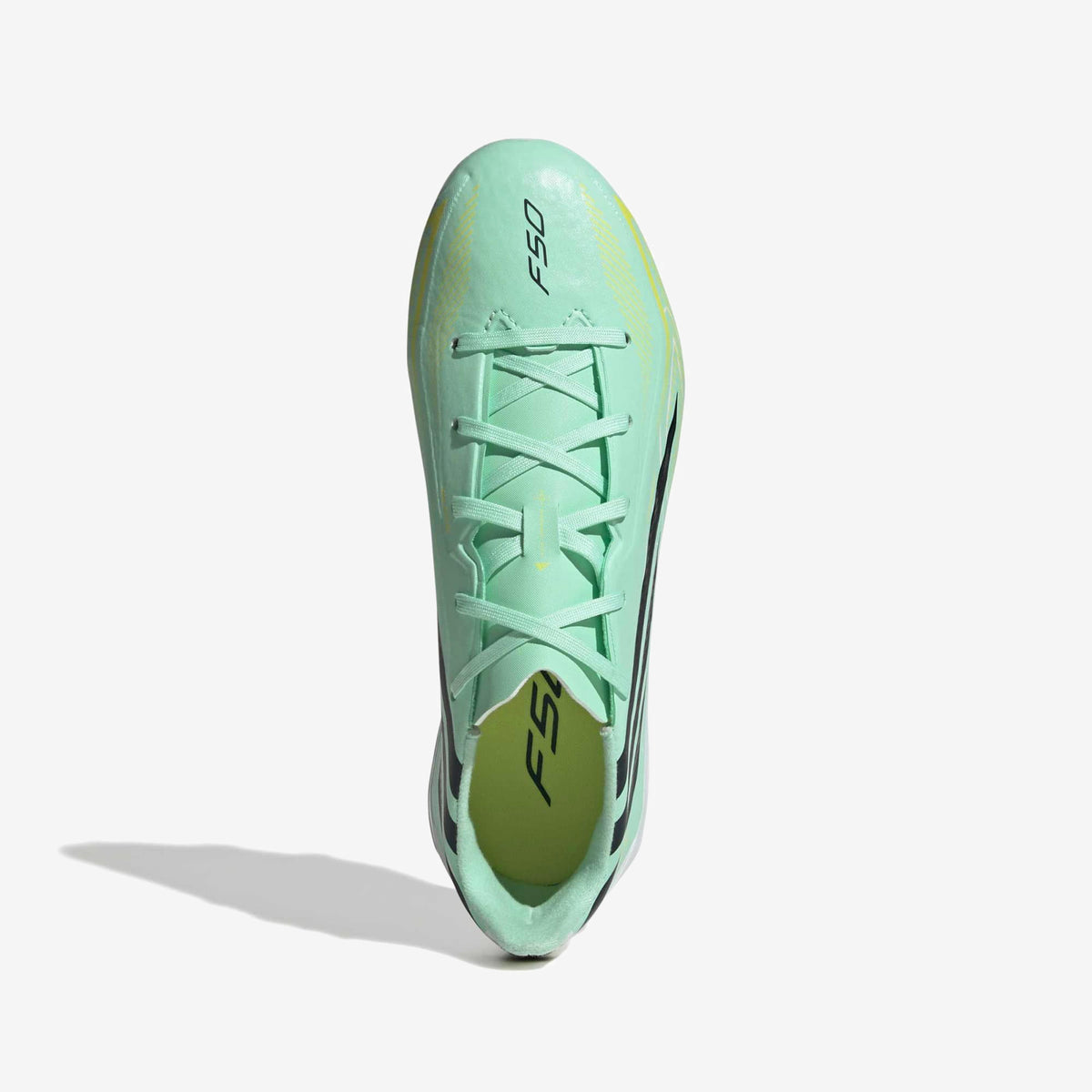 adidas Jr. F50 Hyperfast League Big Kids' Firm-Ground Low-Top Soccer Cleats - Pulse Mint / Night Navy / Solar Lemon