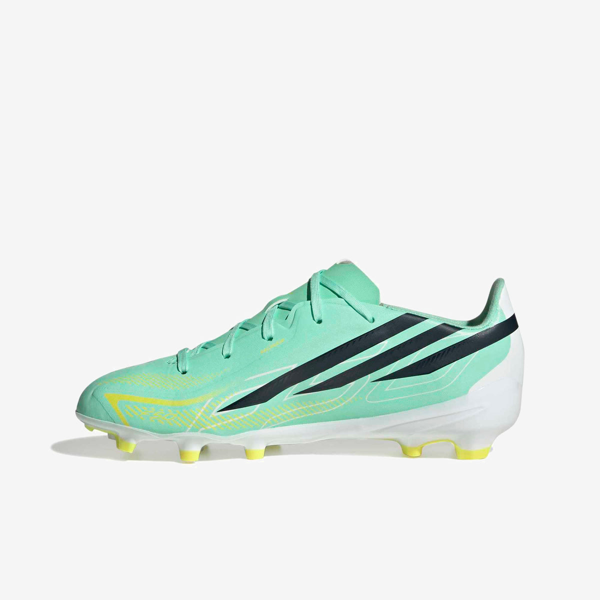 adidas Jr. F50 Hyperfast League Big Kids' Firm-Ground Low-Top Soccer Cleats - Pulse Mint / Night Navy / Solar Lemon