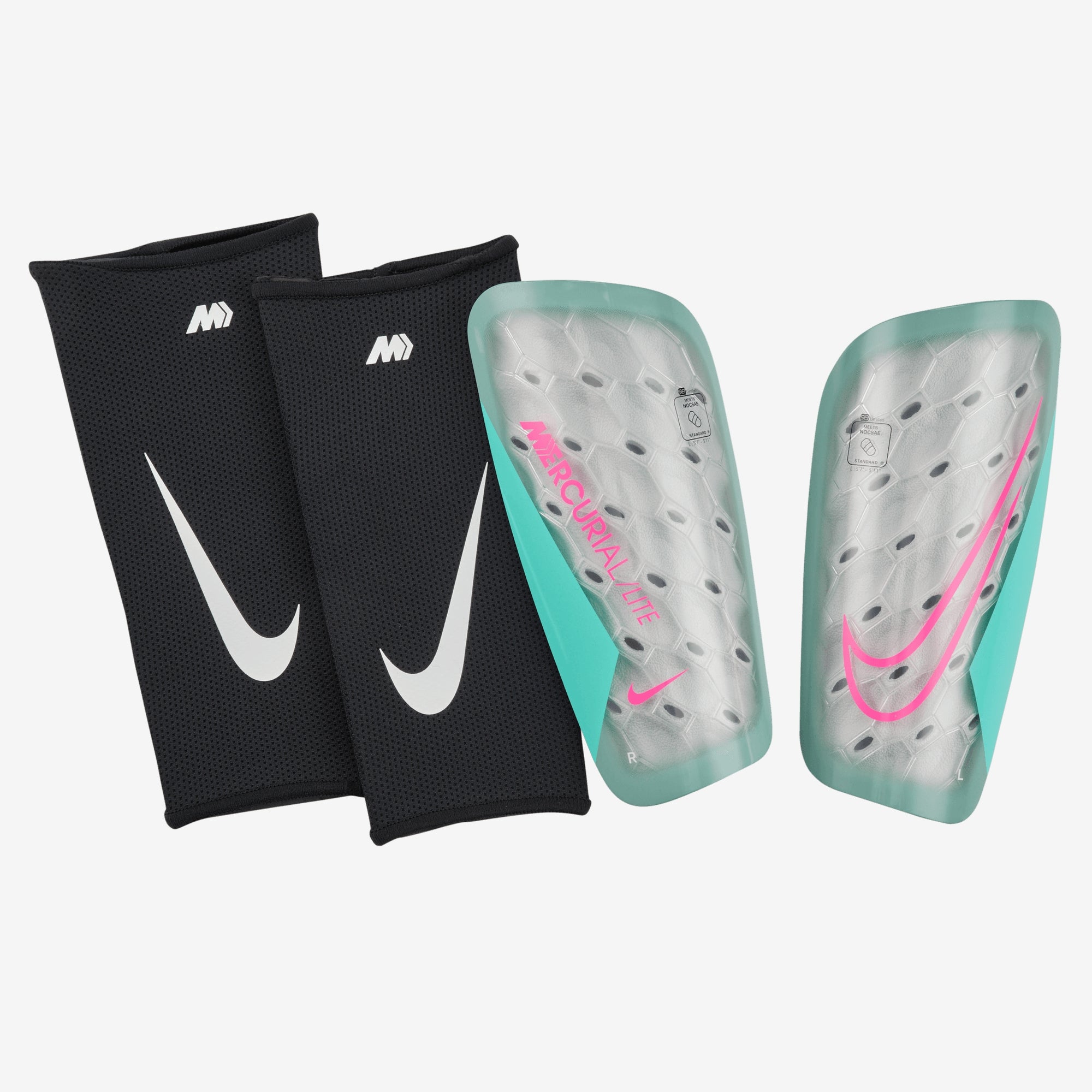 Nike Mercurial Lite Soccer Shin Guards - Ocean Cube/Aurora Green/Pink Blast