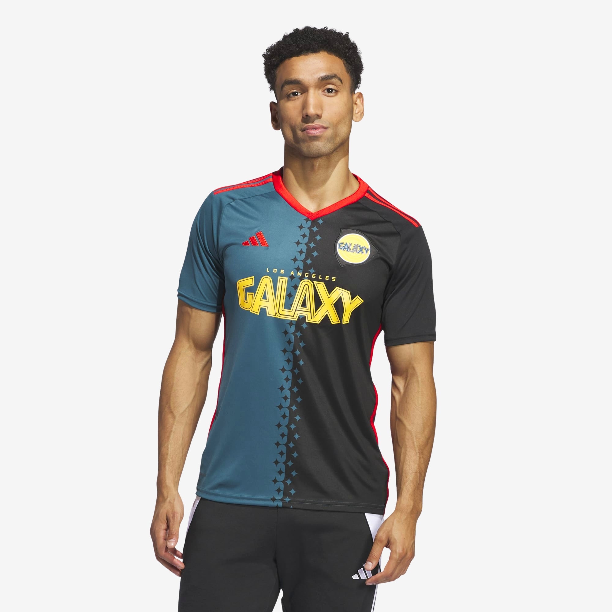 adidas 2024 LA Galaxy Stadium Archive Men's AEROREADY Soccer Replica Jersey - Black / Viridian