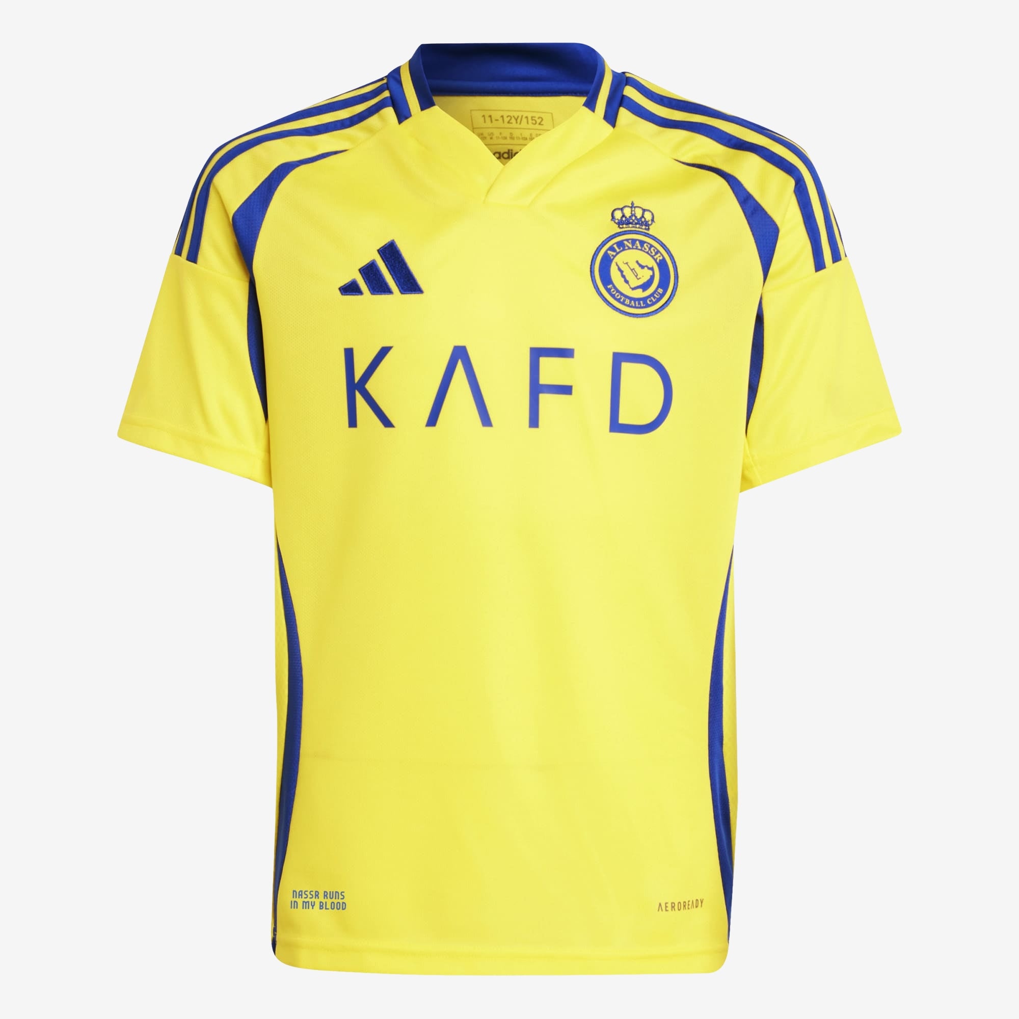 adidas Al Nassr FC 2024/25 Ronaldo Stadium Home Big Kids' AEROREADY Soccer Replica Jersey - Impact Yellow / Royal Blue