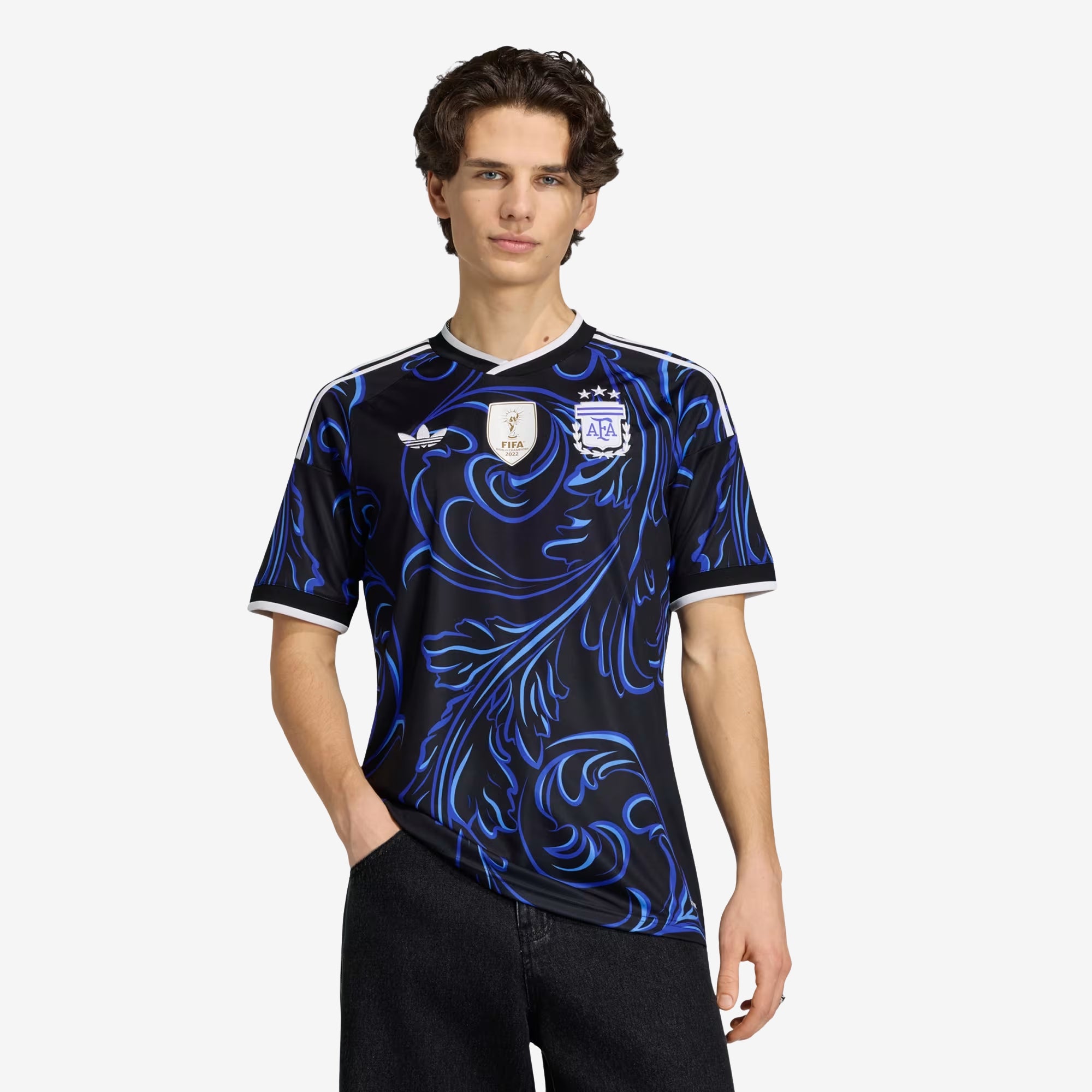 adidas Argentina 2026 Stadium Away Men's Soccer Jersey - Black / Lucid Blue / Blue Burst