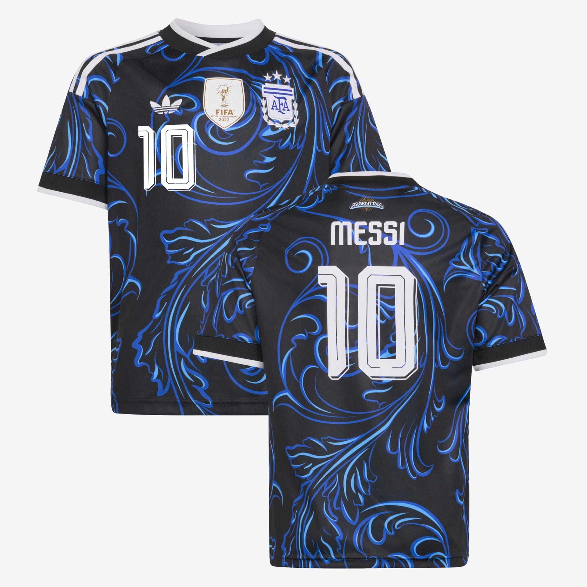adidas Argentina 2026 Stadium Away Messi Big Kids' Soccer Jersey - Black / Lucid Blue / Blue Burst