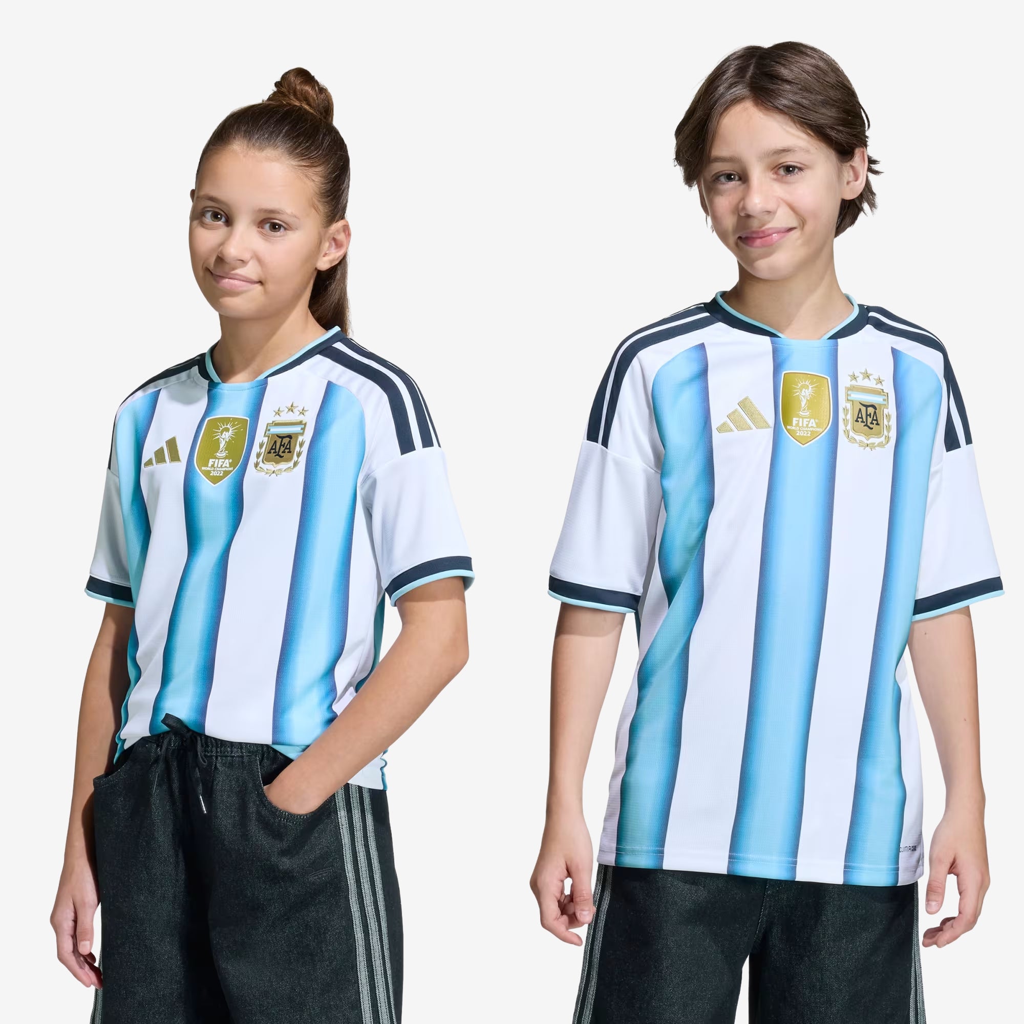 adidas Argentina 2026 Stadium Home Big Kids' Soccer Jersey - White / Icey Blue / Light Blue