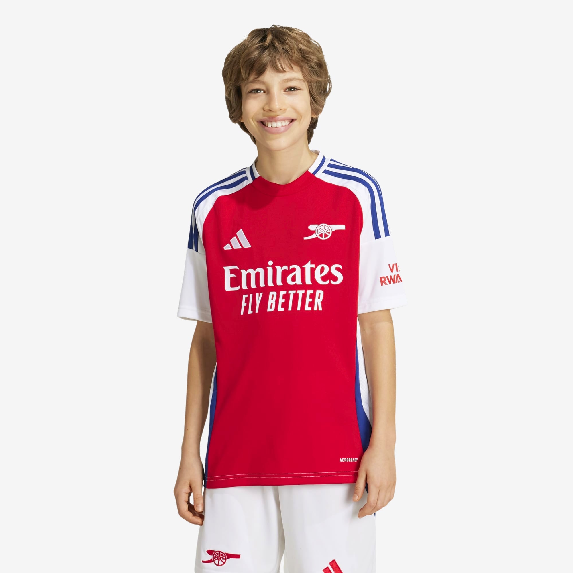 adidas Arsenal 2024/25 Stadium Home Big Kids' AEROREADY Soccer Replica Jersey - Better Scarlet / White