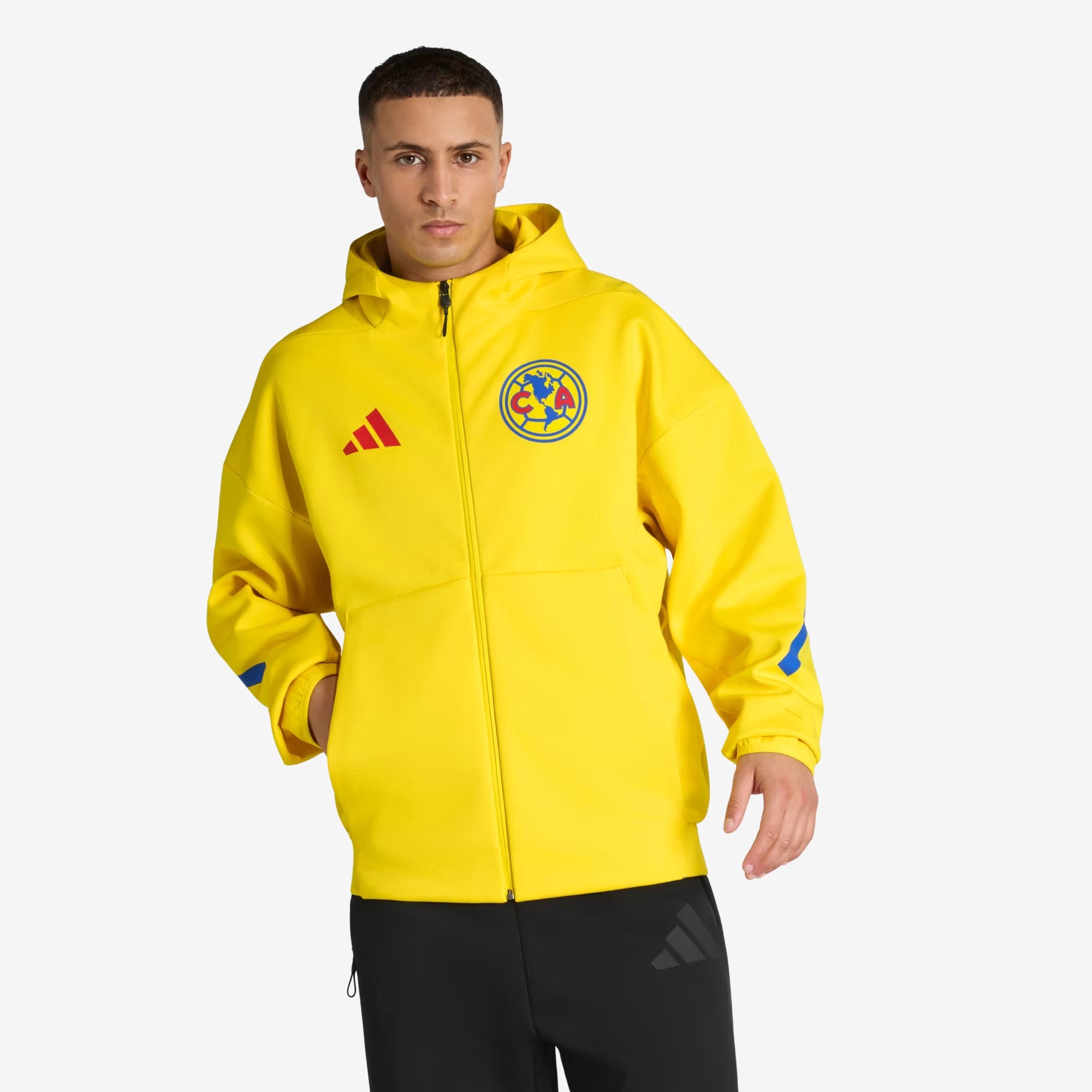 adidas Club America Z.N.E. Anthem Men's Soccer Full-Zip Hooded Jacket - Yellow