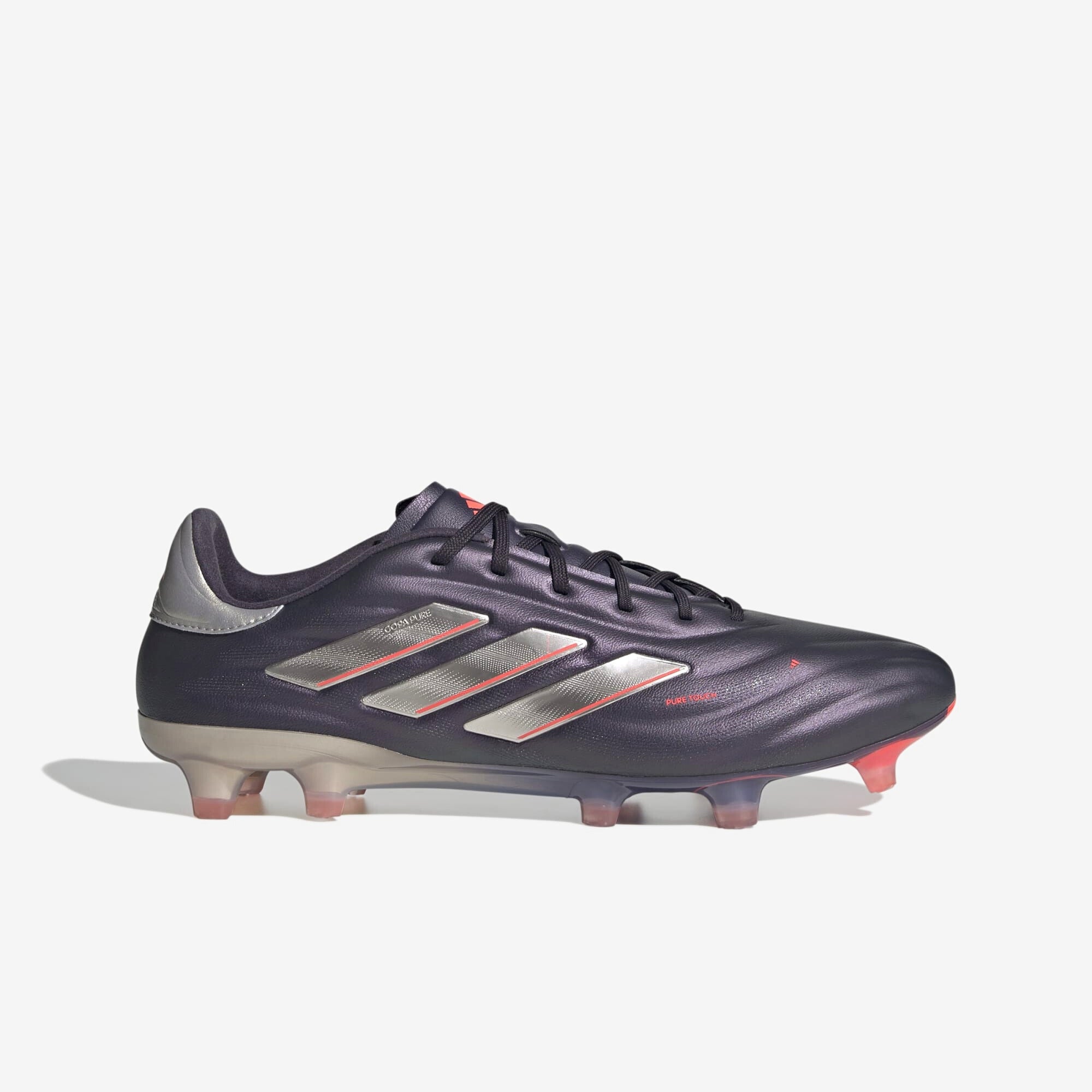 adidas Copa Pure 2 Elite FG Low-Top Soccer Cleats - Aurora Black / Platinum Metallic / Turbo