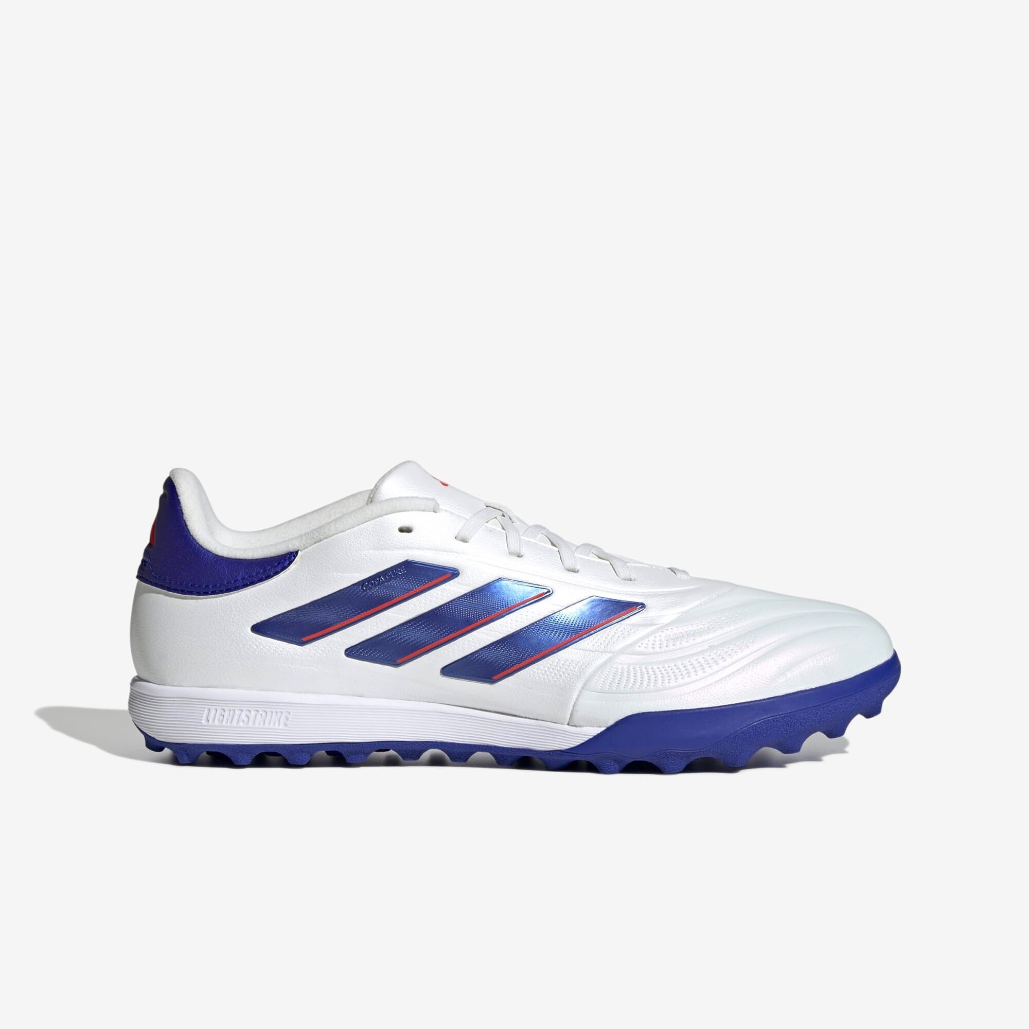 adidas Copa Pure 2 League TF Low-Top Soccer Shoes - Cloud White / Lucid Blue / Solar Red