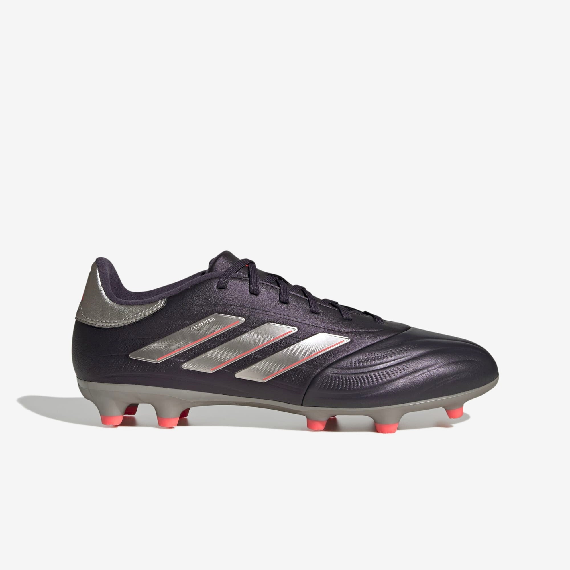 adidas Copa Pure 2 League FG Low-Top Soccer Cleats - Aurora Black / Platinum Metallic / Turbo