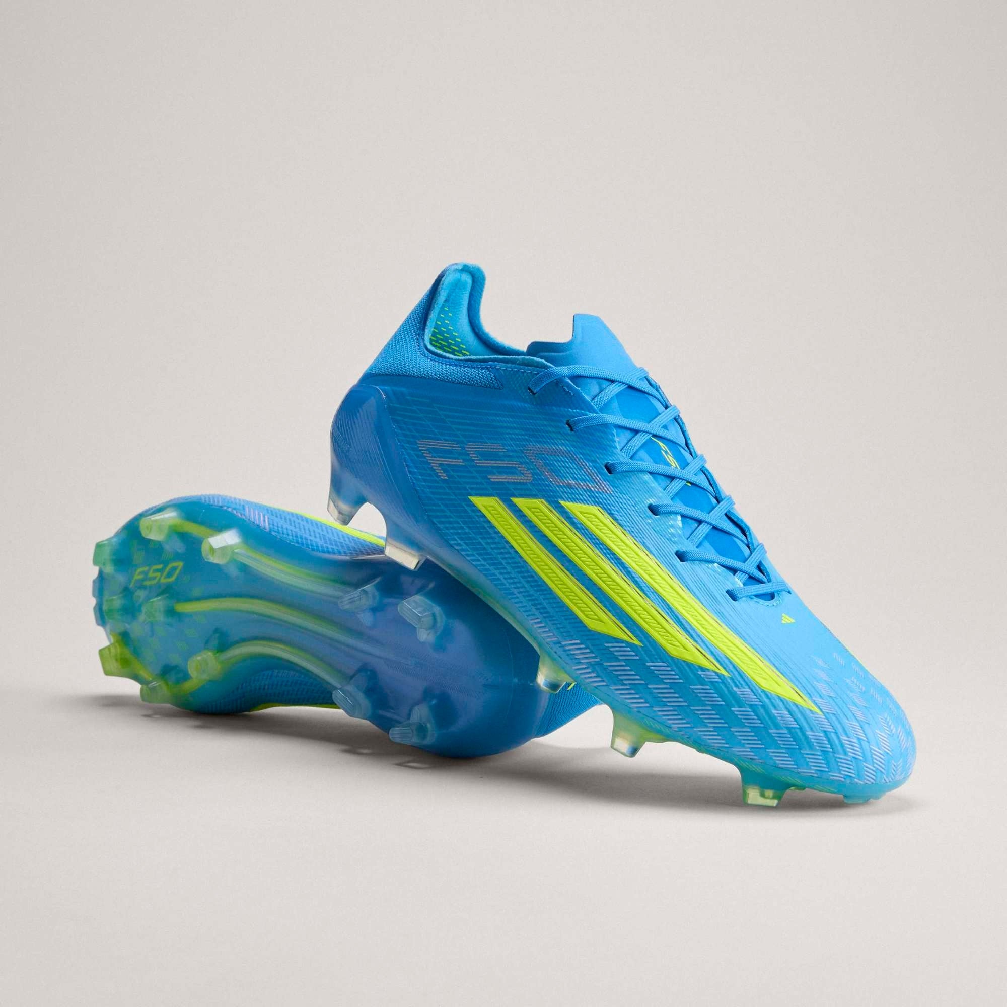 adidas F50 Elite Firm-Ground Low-Top Soccer Cleats - Lucid Ray Blue / Team Solar Yellow 2 / Lucid Aquamarine