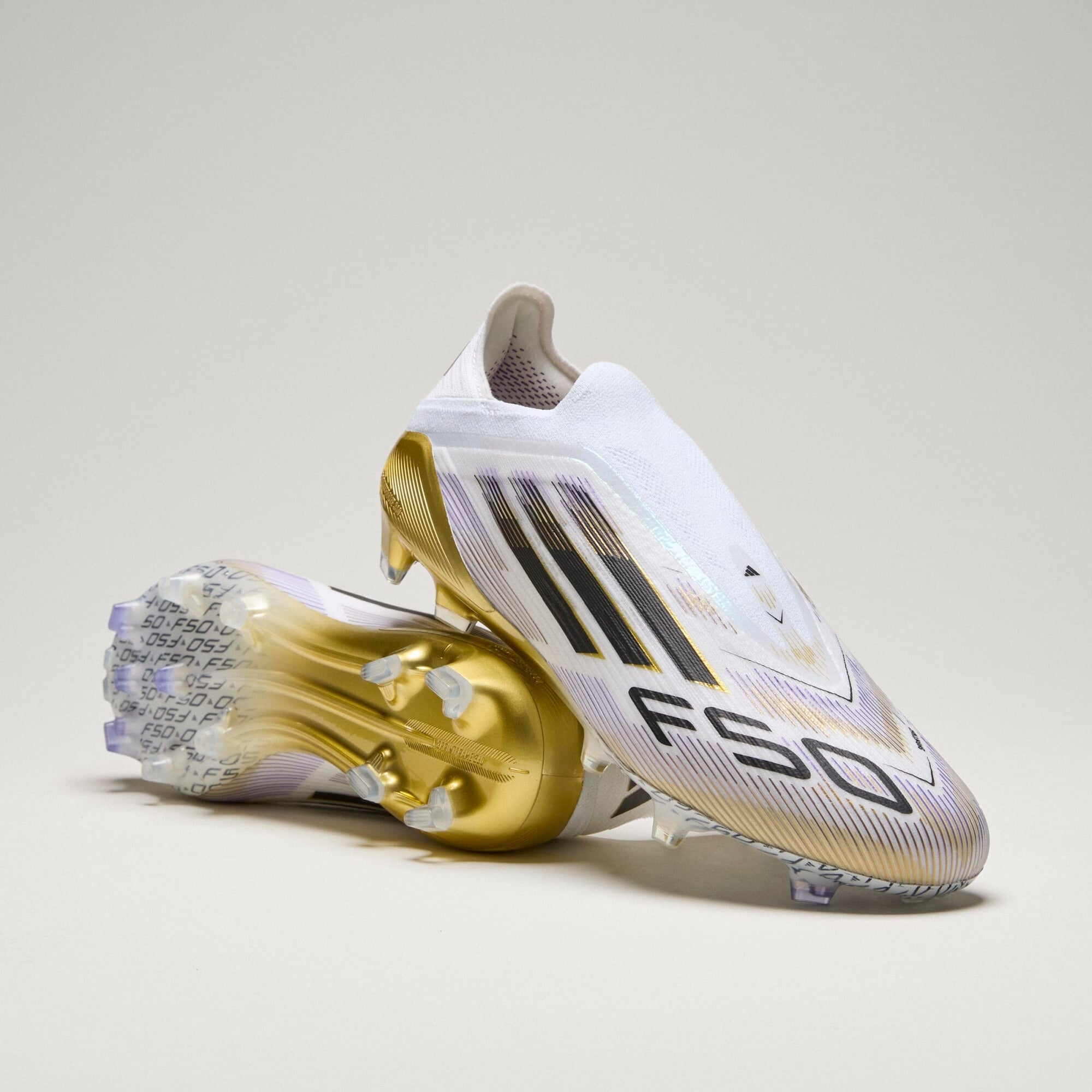 adidas F50 Elite Laceless FG Low-Top Soccer Cleats - Ftwr White / Core Black / Gold Met.