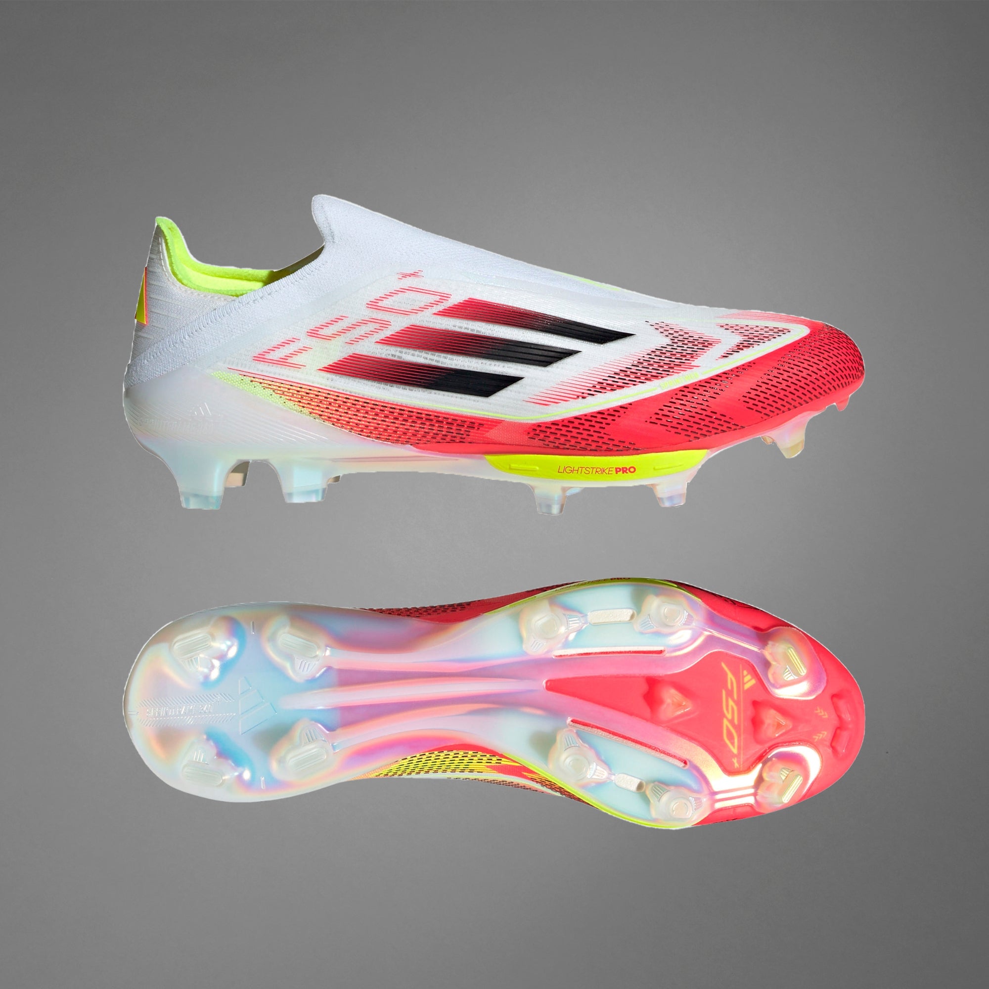 adidas F50+ FG Low-Top Soccer Cleats - Cloud White / Core Black / Solar Yellow