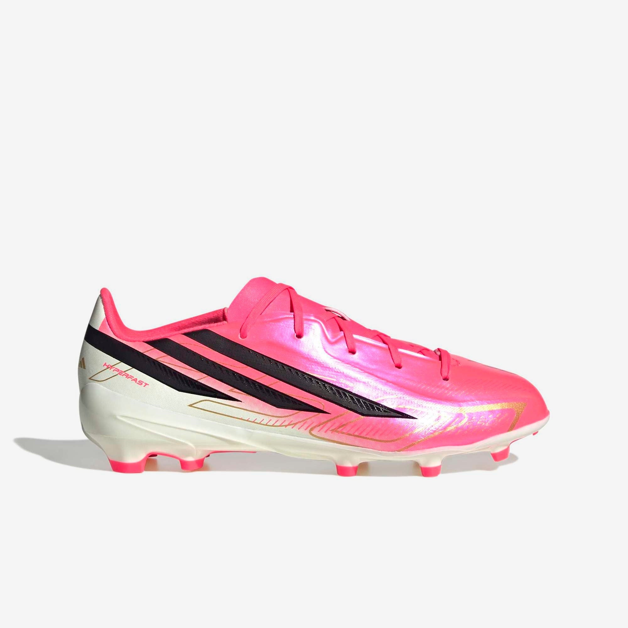 adidas F50 Hyperfast League Big Kids' Firm-Ground Low-Top Soccer Cleats - Solar Turbo / Core Black / Gold Met.