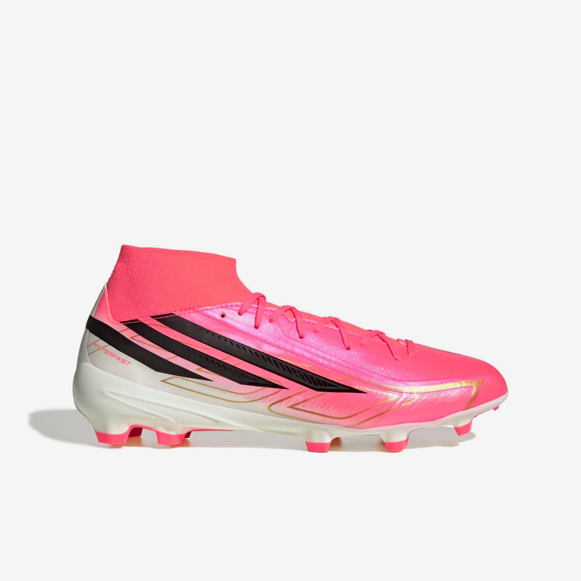 adidas F50 Hyperfast League Firm-Ground High-Top Soccer Cleats - Solar Turbo / Core Black / Gold Met.
