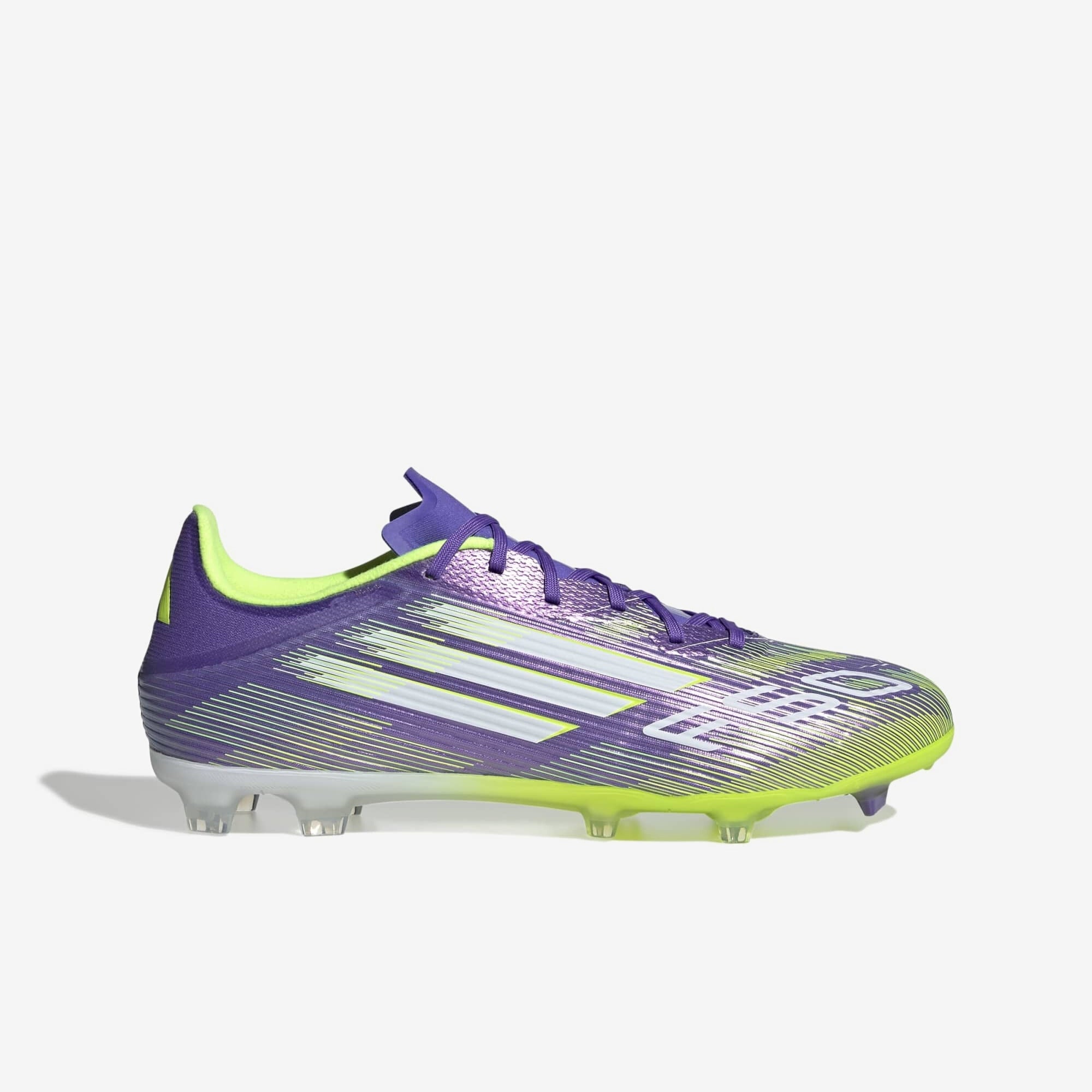 adidas F50 League Firm/Multi-Ground Low-Top Soccer Cleats - Purple Rush / Cloud White / Lucid Lemon
