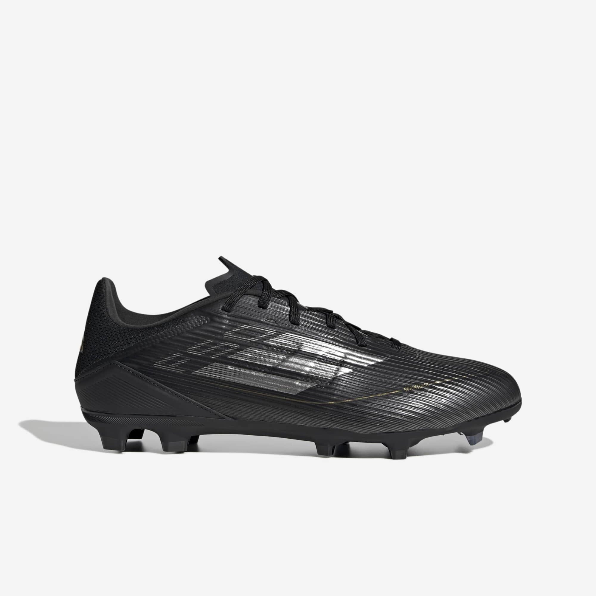 adidas F50 League Firm/Multi-Ground Low-Top Soccer Cleats - Core Black / Iron Metallic / Gold Metallic