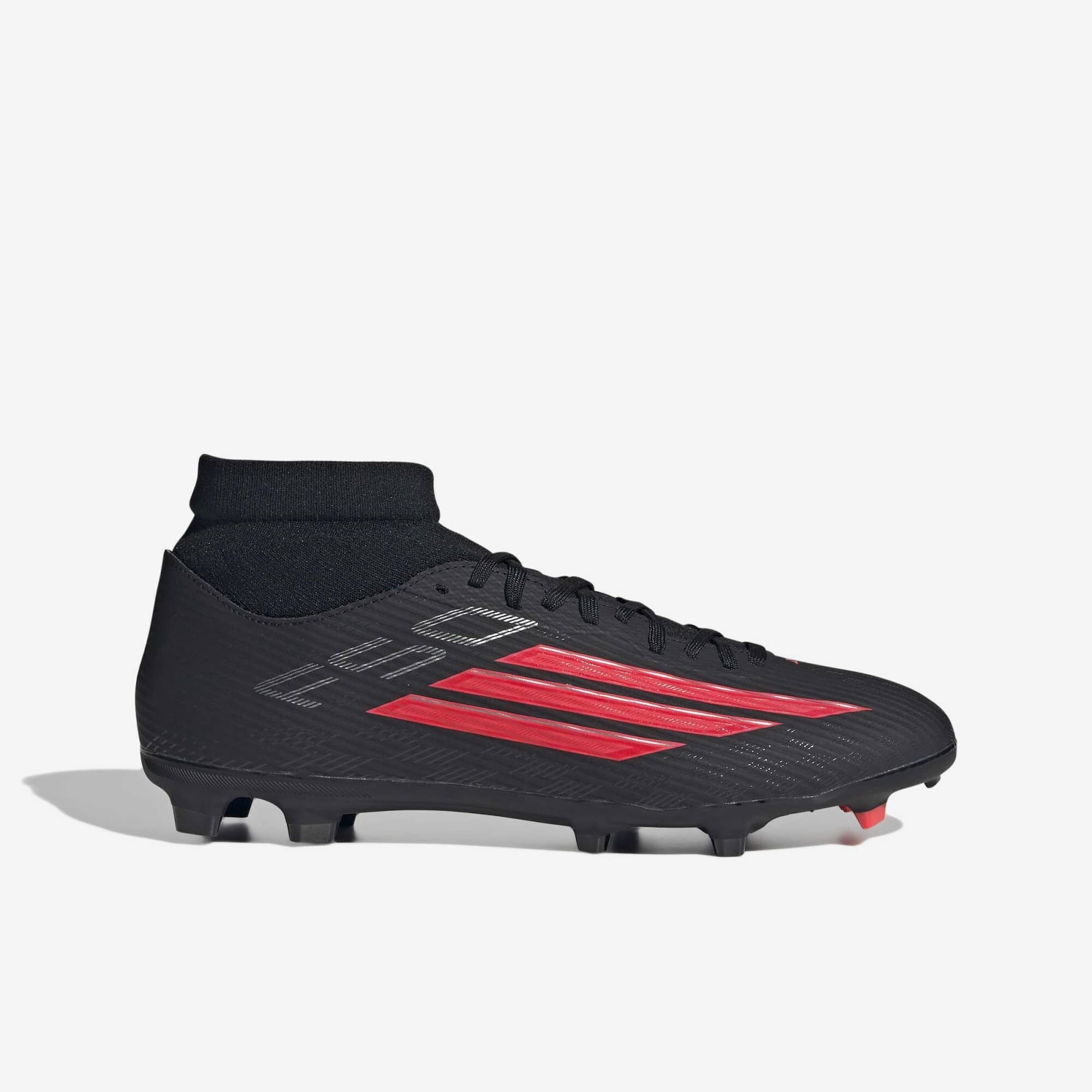 adidas F50 League Mid Cut Firm/Multi-Ground Soccer Cleats - Core Black / Lucid Red / Core Black