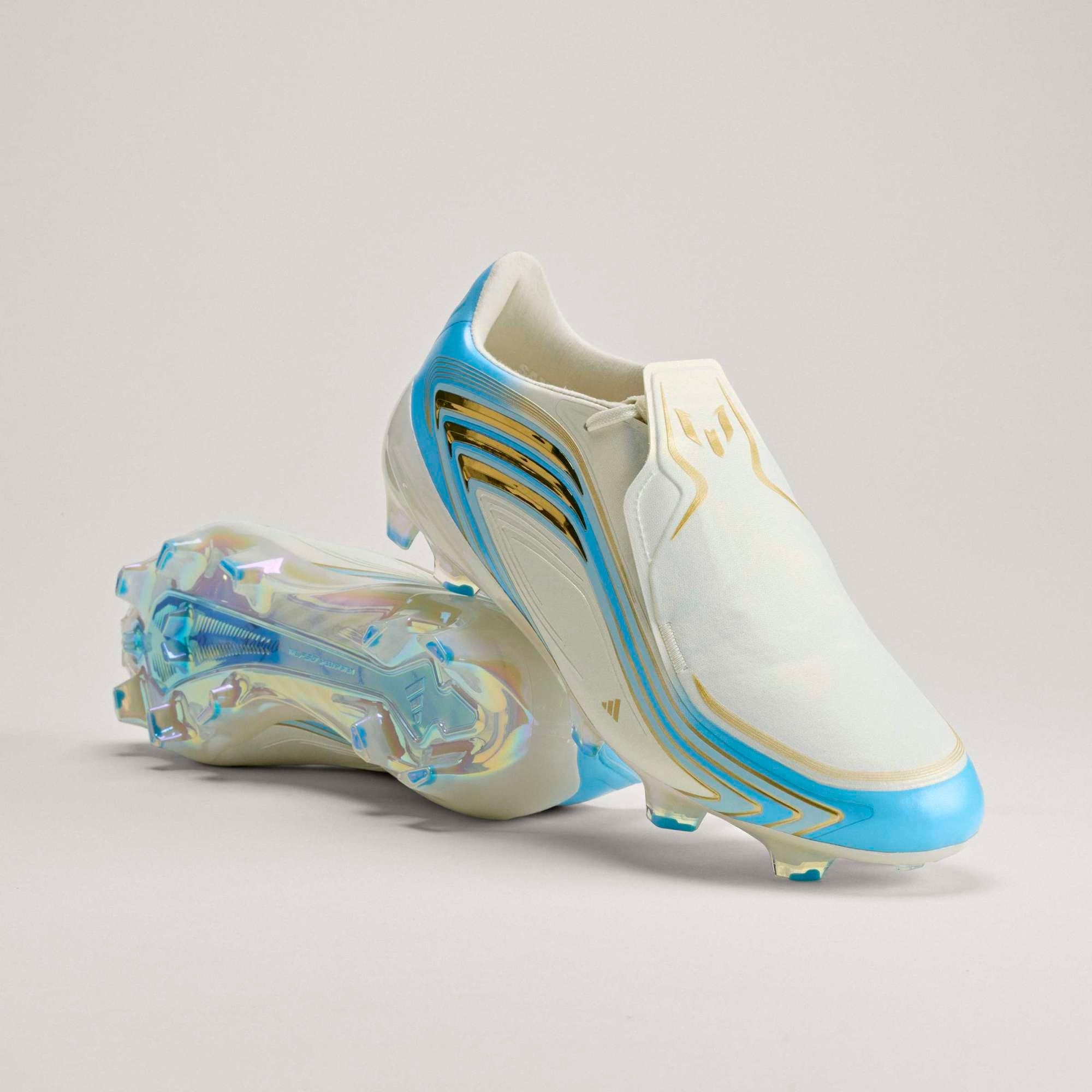 adidas F50 Messi Elite Firm-Ground Low-Top Soccer Cleats - Ivory / Semi Blue Burst / Icey Blue