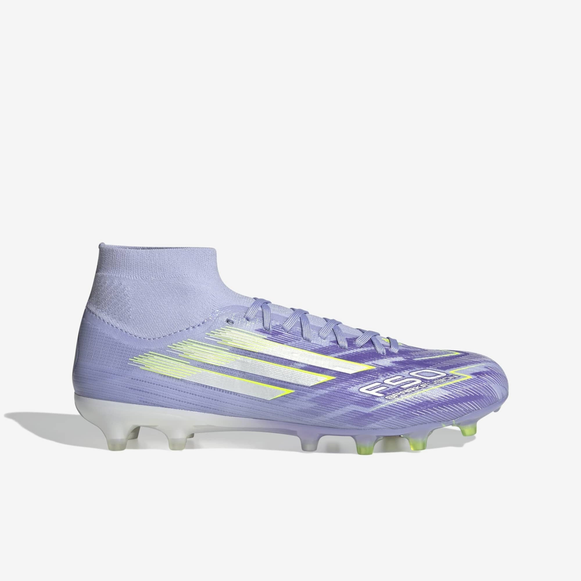 adidas F50 Sparkfusion Pro (Women's) Firm Ground/Artificial Grass High-Top Soccer Cleats - Violet Tone / Lucid Lemon / Purple Rush