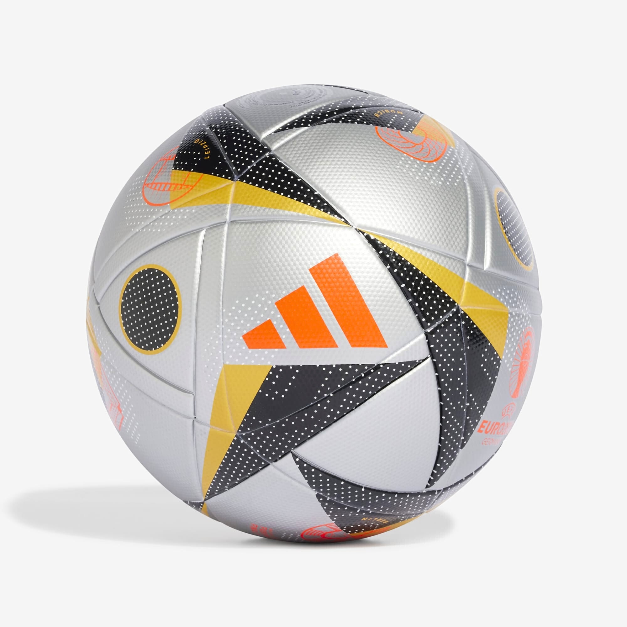 adidas Fussballliebe Finale League Soccer Ball - Silver Metallic / Gold Metallic / Black / Solar Red