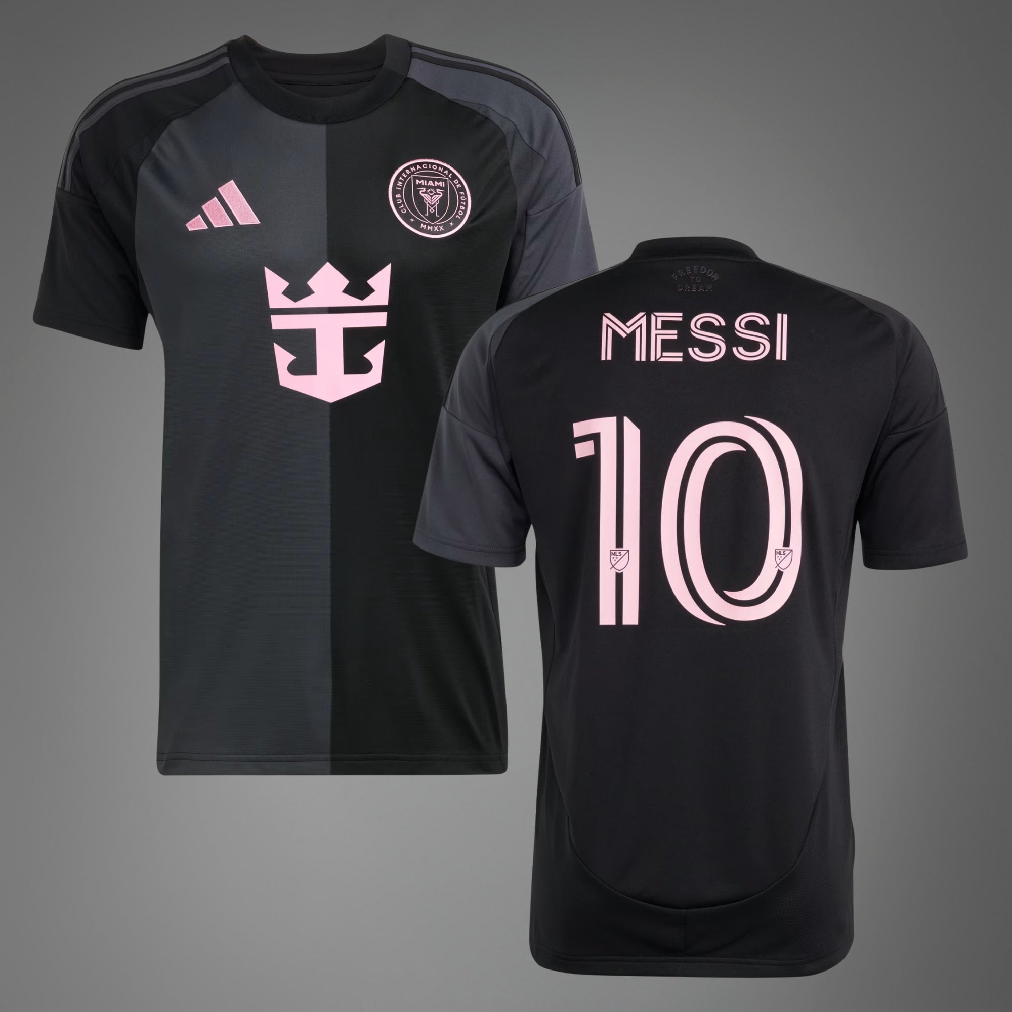 adidas Inter Miami CF 2025/26 Messi Stadium Away Men's AEROREADY Soccer Replica Jersey - Black