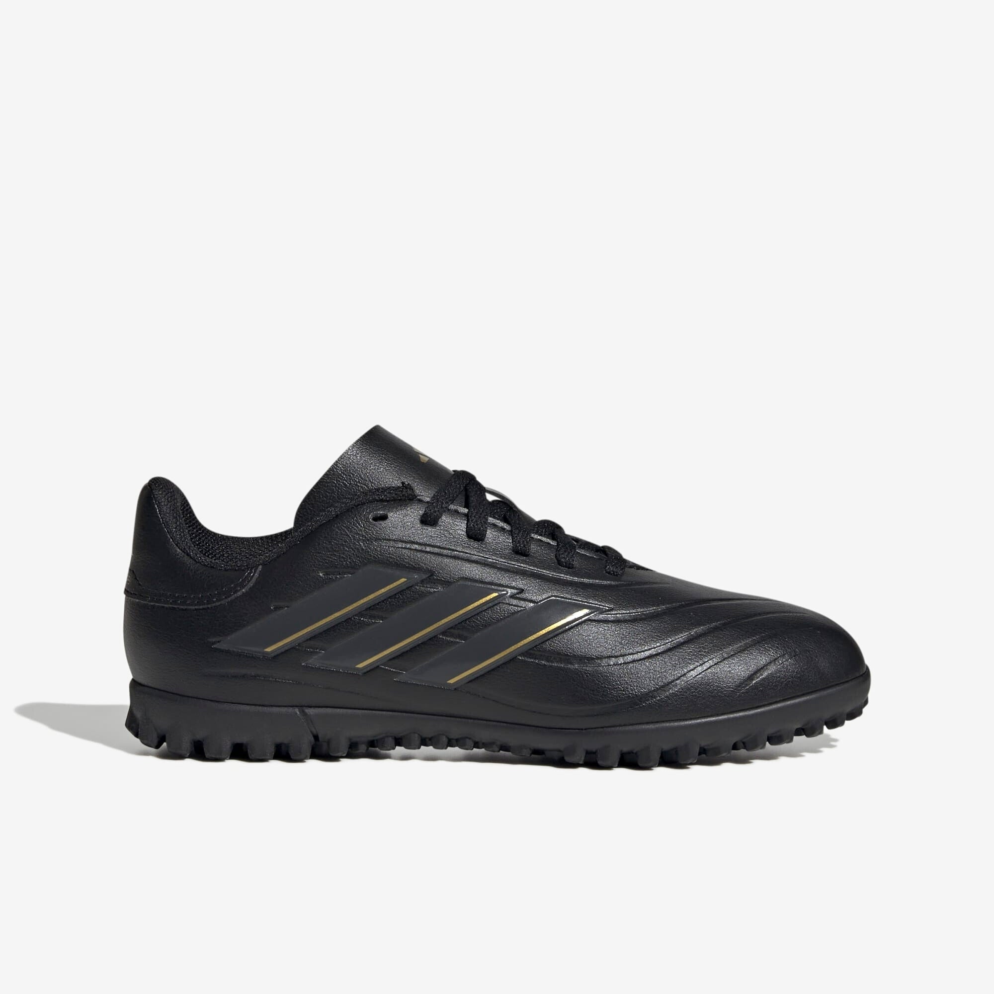 adidas Jr. Copa Pure 2 Club Little/Big Kids' TF Low-Top Soccer Shoes - Core Black / Carbon / Gold Metallic