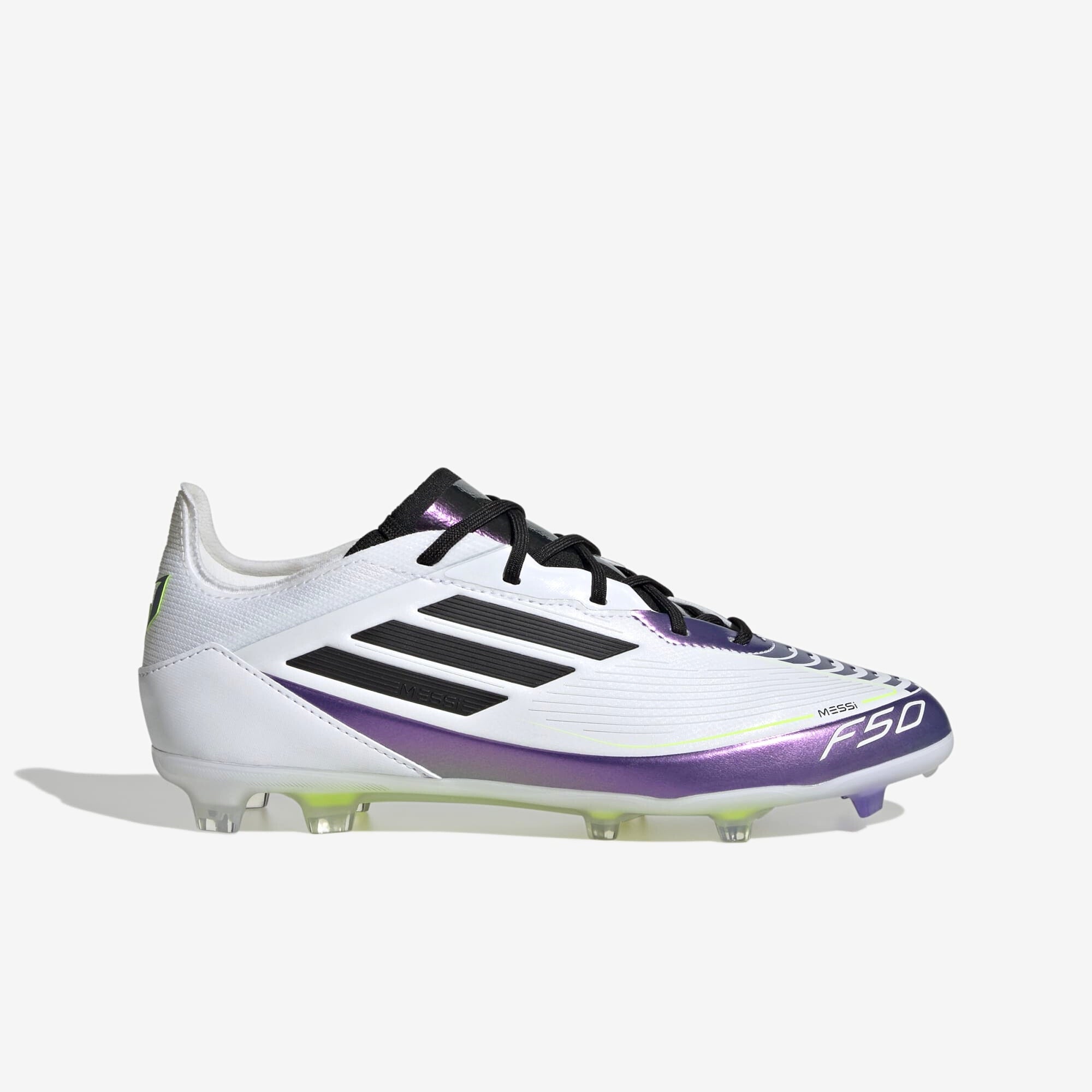 adidas Jr. Messi F50 Pro Little/Big Kids' FG Low-Top Soccer Cleats - Cloud White / Core Black / Purple