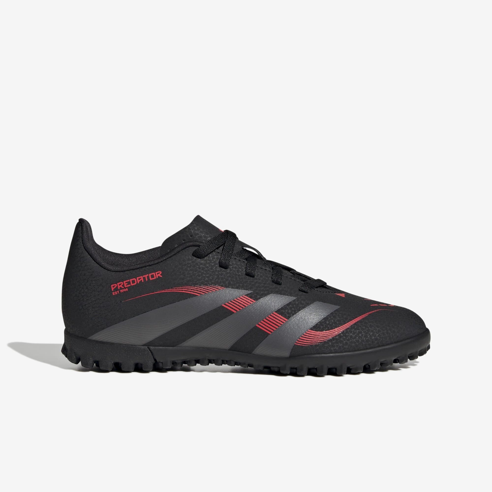 adidas Jr. Predator Club Big Kids' Turf Low-Top Soccer Shoes - Core Black / Grey Four / Lucid Red