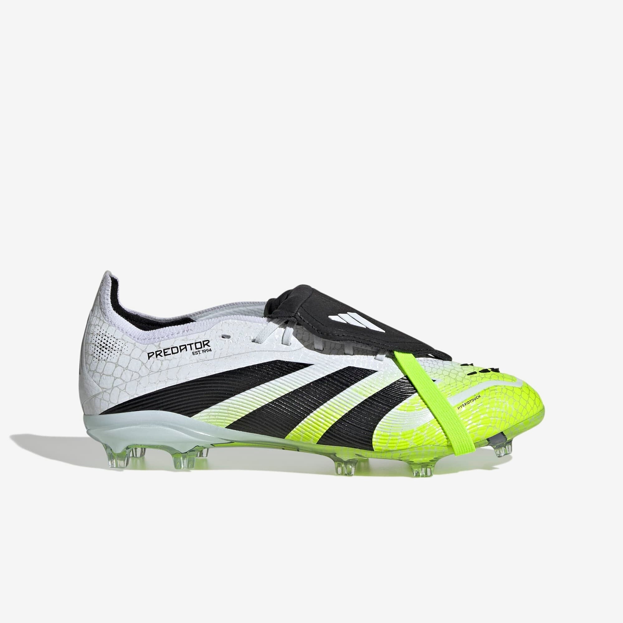 adidas Jr. Predator Elite Fold-Over Tongue Big Kids' Firm-Ground Low-Top Soccer Cleats - Cloud White / Core Black / Lucid Lemon