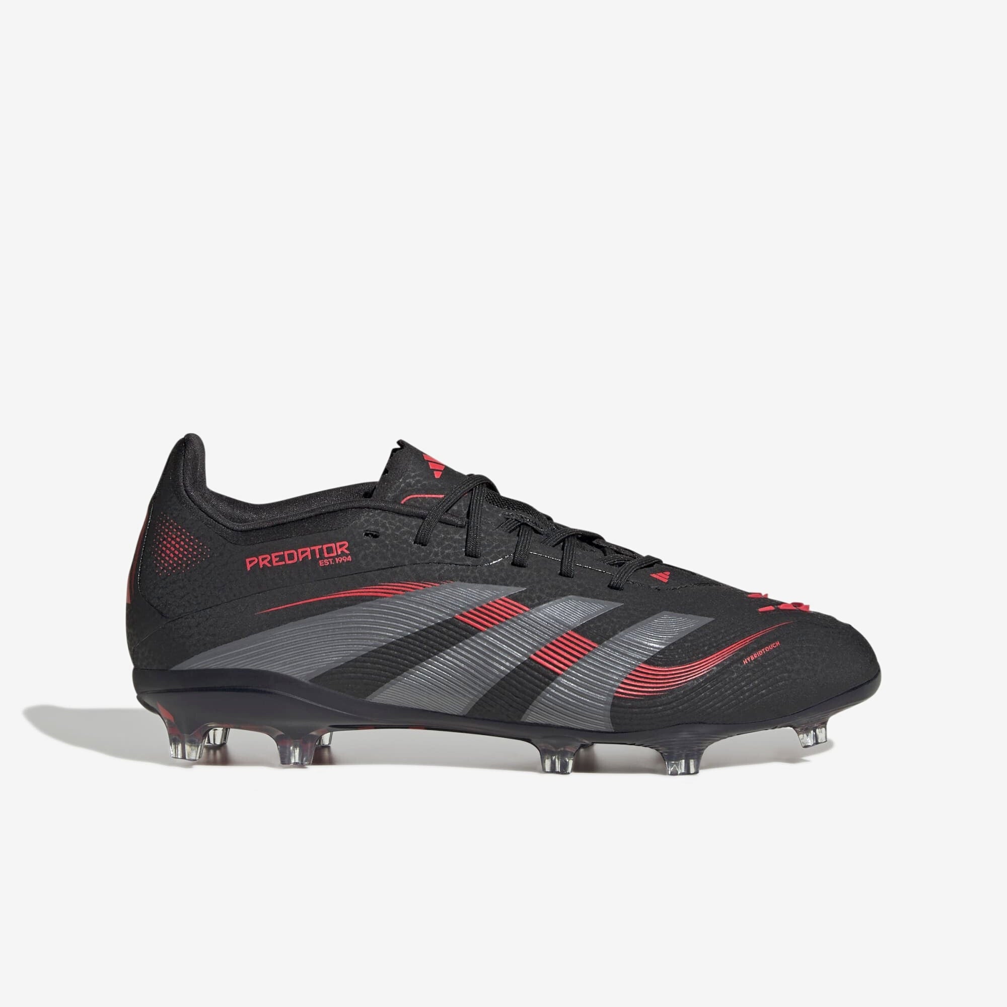 adidas Jr. Predator Elite Big Kids' FG Low-Top Soccer Cleats - Core Black / Grey Four / Lucid Red